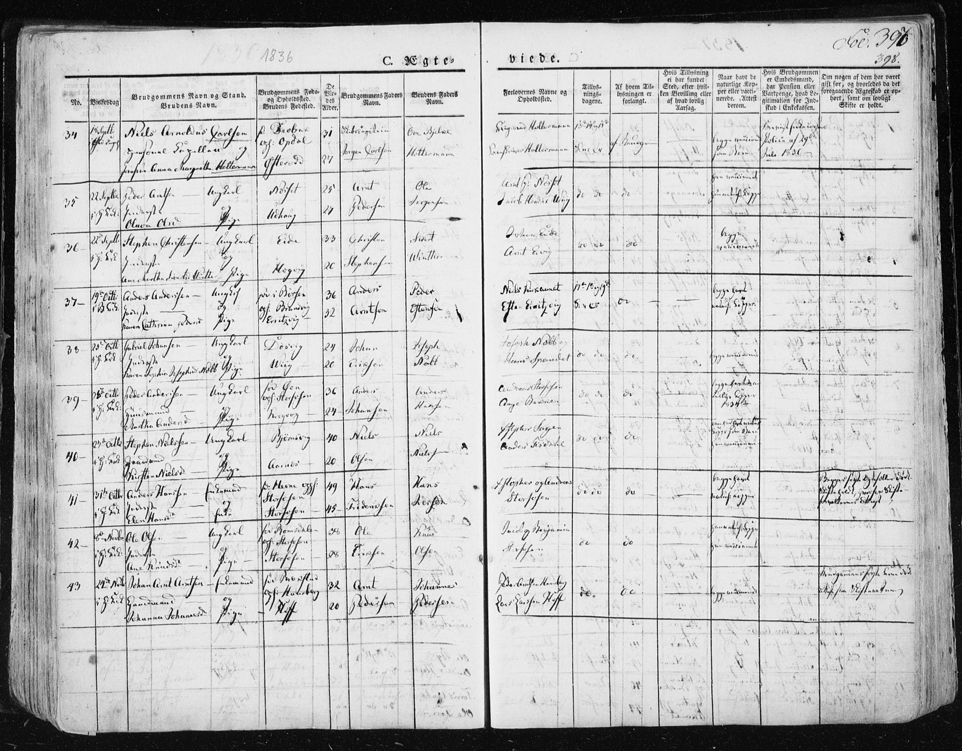 Ministerialprotokoller, klokkerbøker og fødselsregistre - Sør-Trøndelag, AV/SAT-A-1456/659/L0735: Parish register (official) no. 659A05, 1826-1841, p. 397