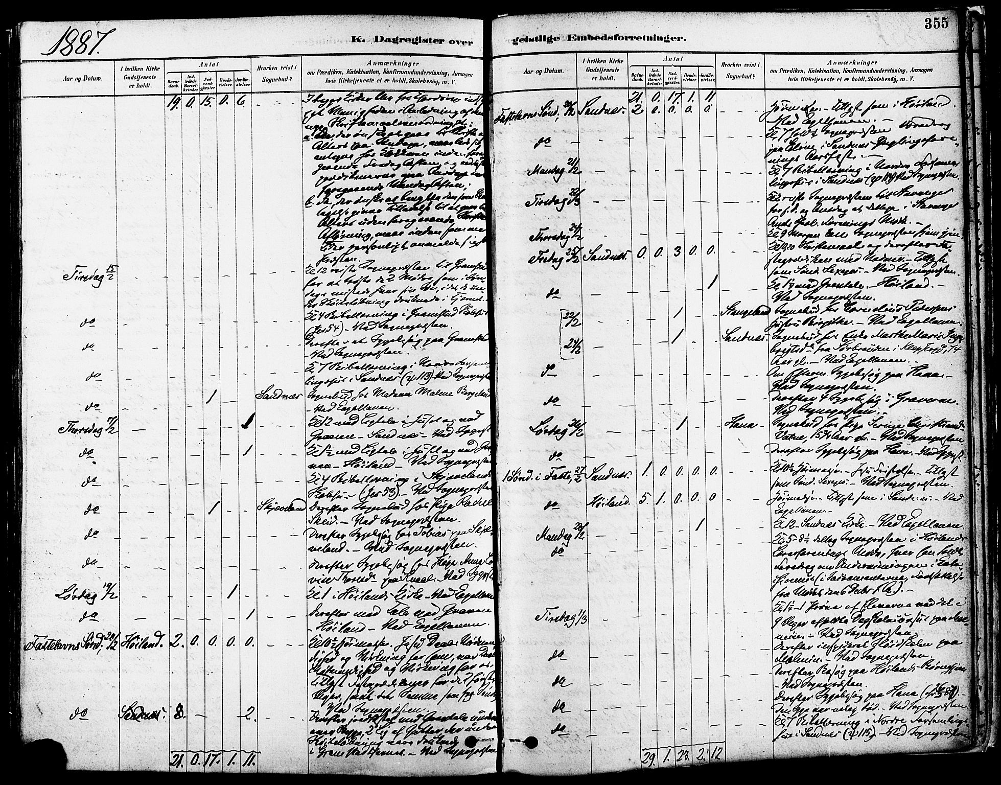 Høyland sokneprestkontor, AV/SAST-A-101799/001/30BA/L0011: Parish register (official) no. A 10, 1878-1888, p. 355