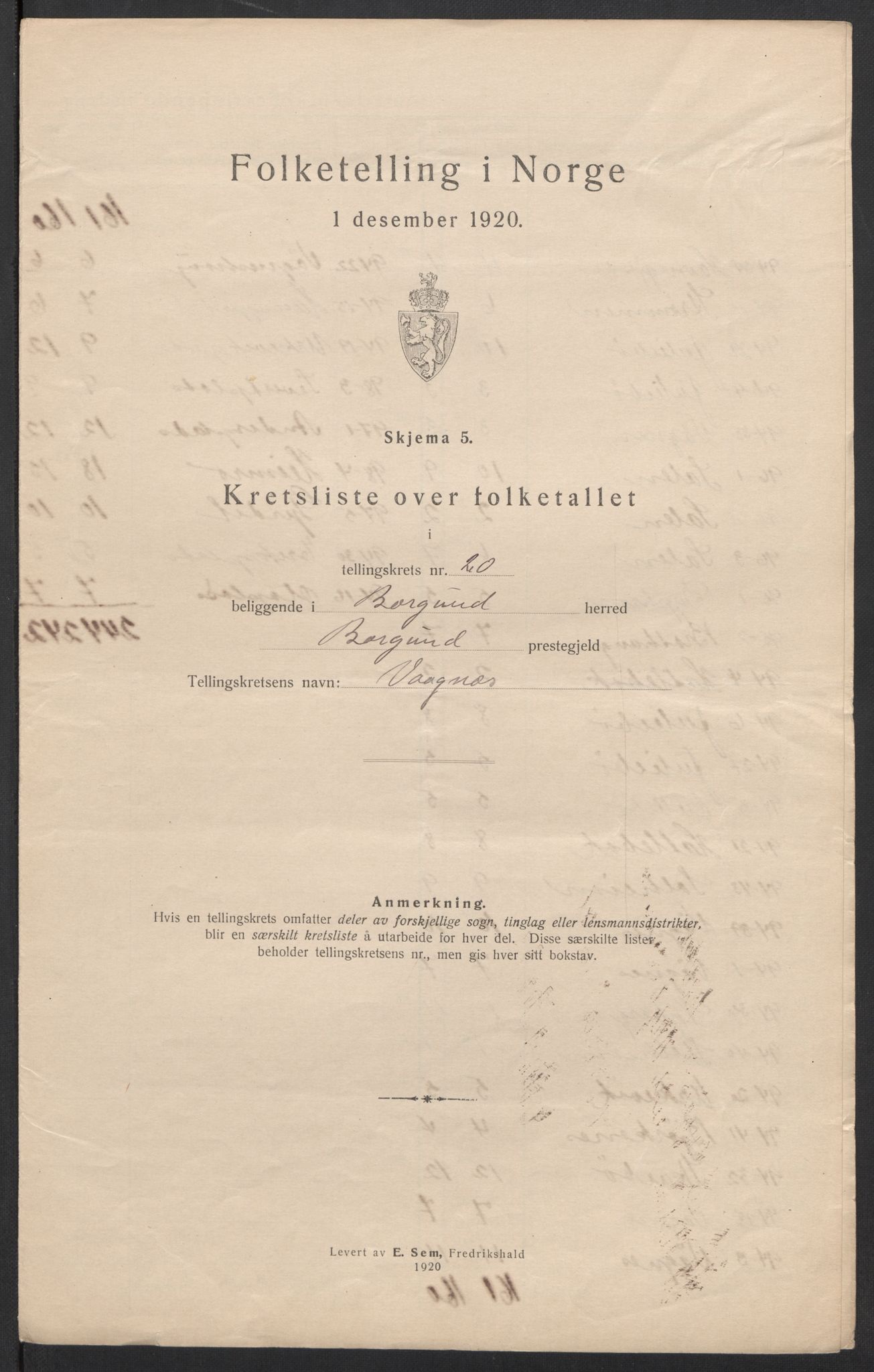 SAT, 1920 census for Borgund, 1920, p. 65