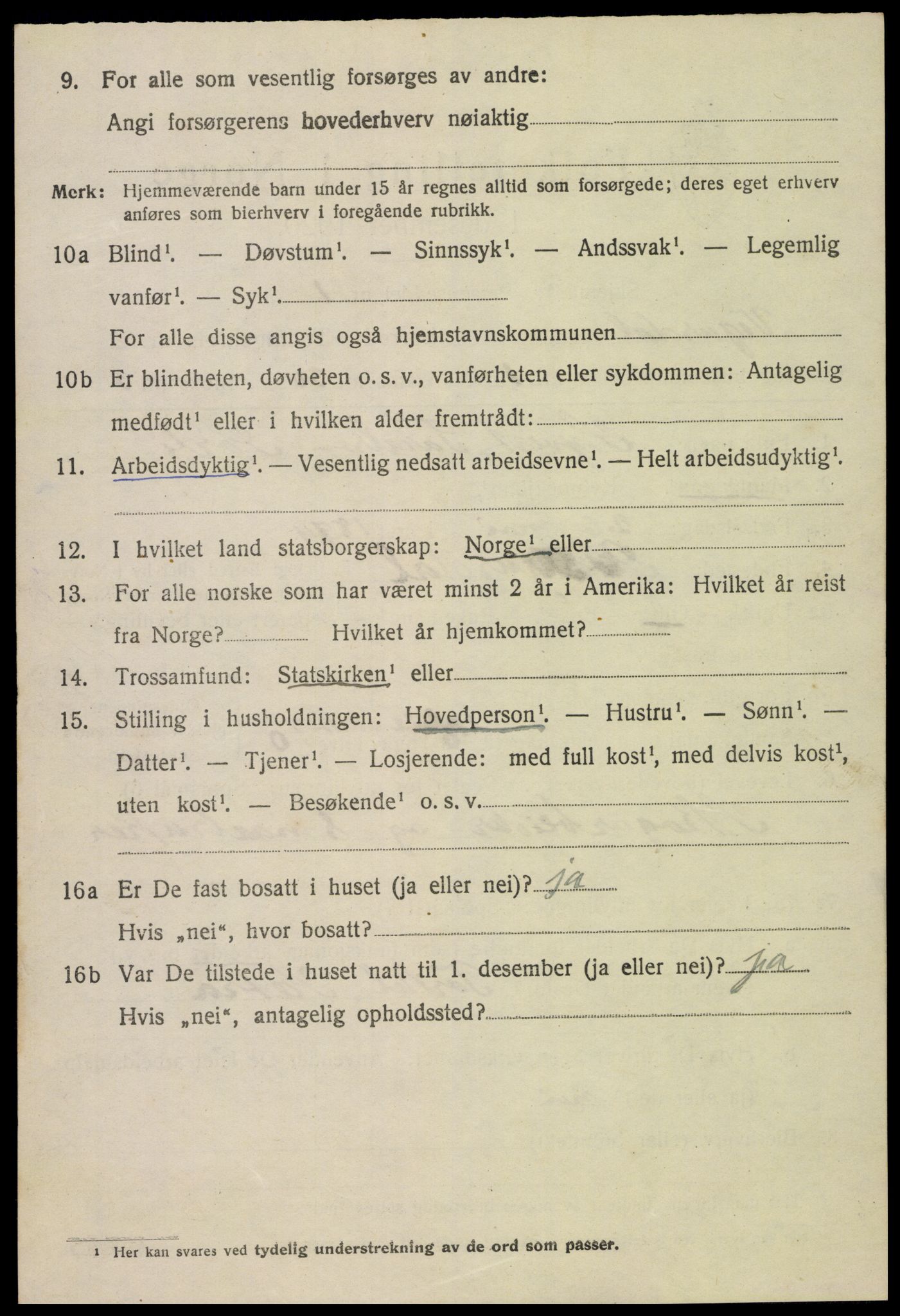 SAK, 1920 census for Vegusdal, 1920, p. 1786