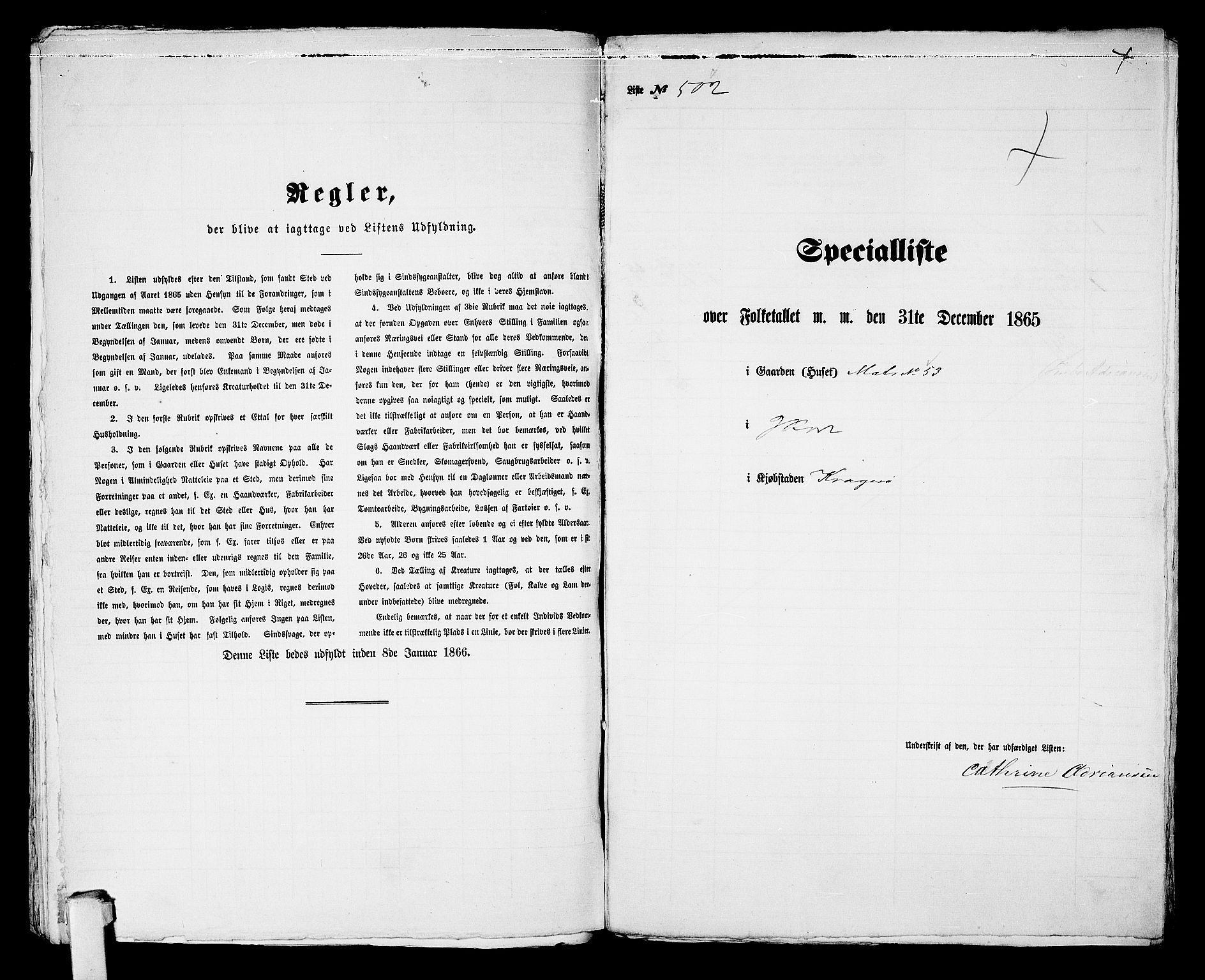 RA, 1865 census for Kragerø/Kragerø, 1865, p. 1020