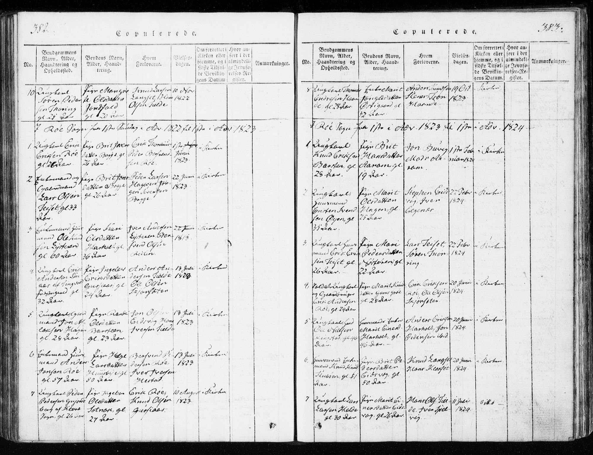 Ministerialprotokoller, klokkerbøker og fødselsregistre - Møre og Romsdal, SAT/A-1454/551/L0623: Parish register (official) no. 551A03, 1818-1831, p. 382-383