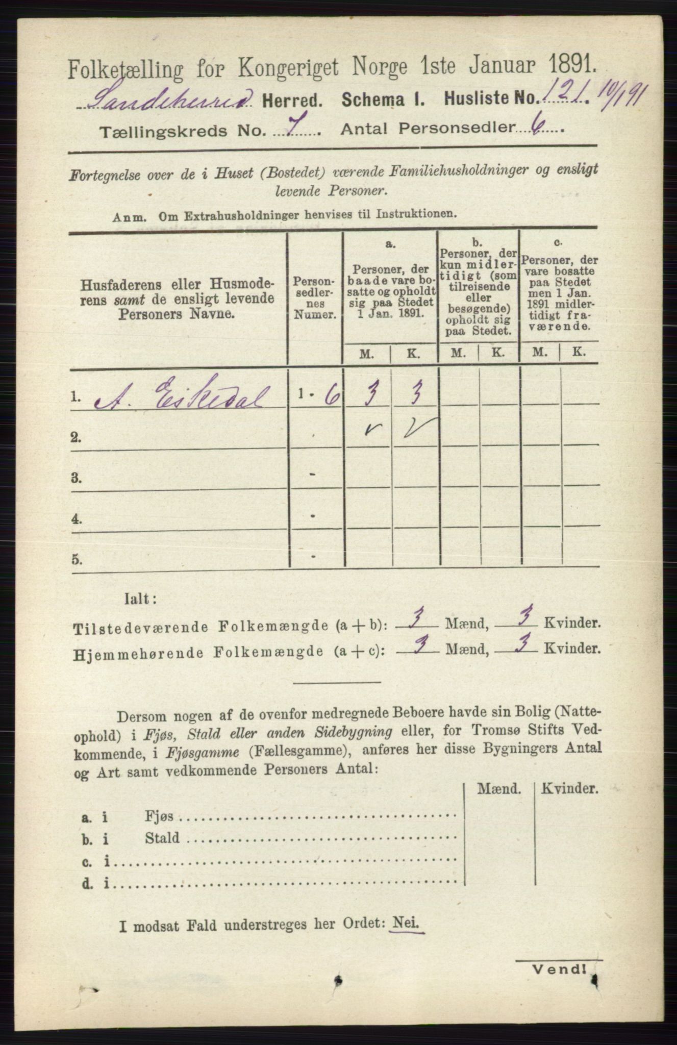 RA, 1891 census for 0724 Sandeherred, 1891, p. 4097