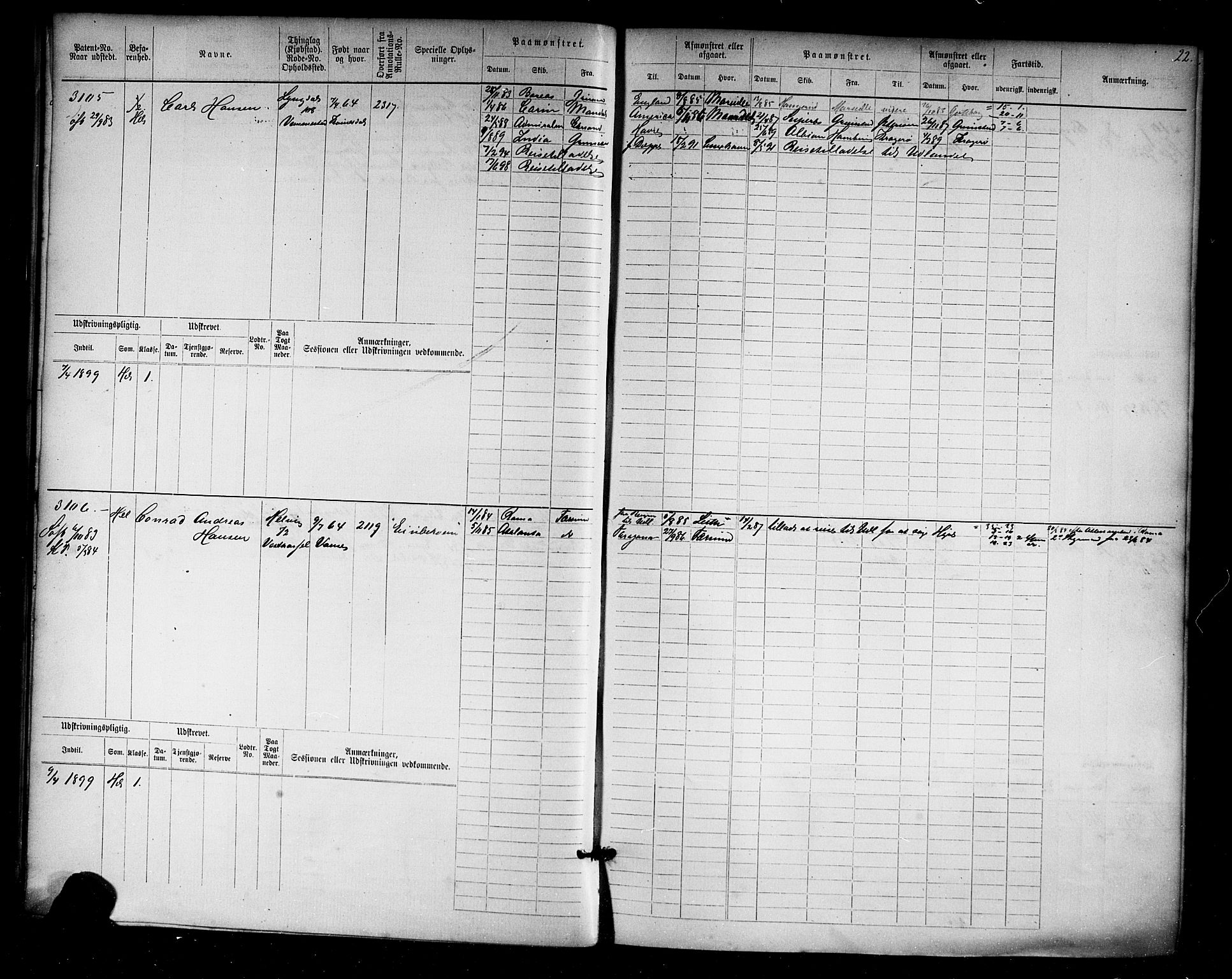 Farsund mønstringskrets, AV/SAK-2031-0017/F/Fb/L0019: Hovedrulle nr 3067-3832, Z-11, 1882-1922, p. 23