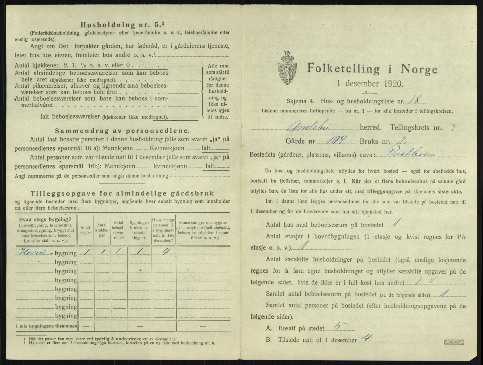 SAKO, 1920 census for Andebu, 1920, p. 951