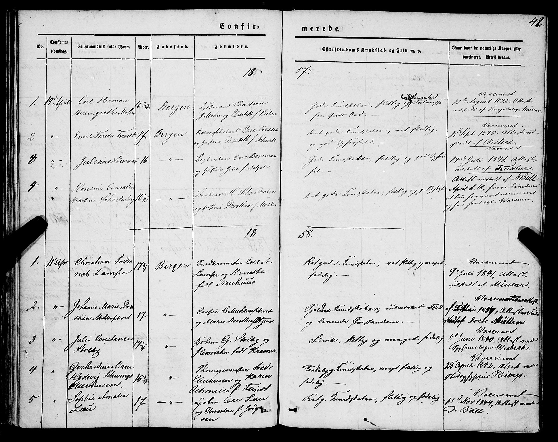 Mariakirken Sokneprestembete, SAB/A-76901/H/Haa/L0006: Parish register (official) no. A 6, 1846-1877, p. 48