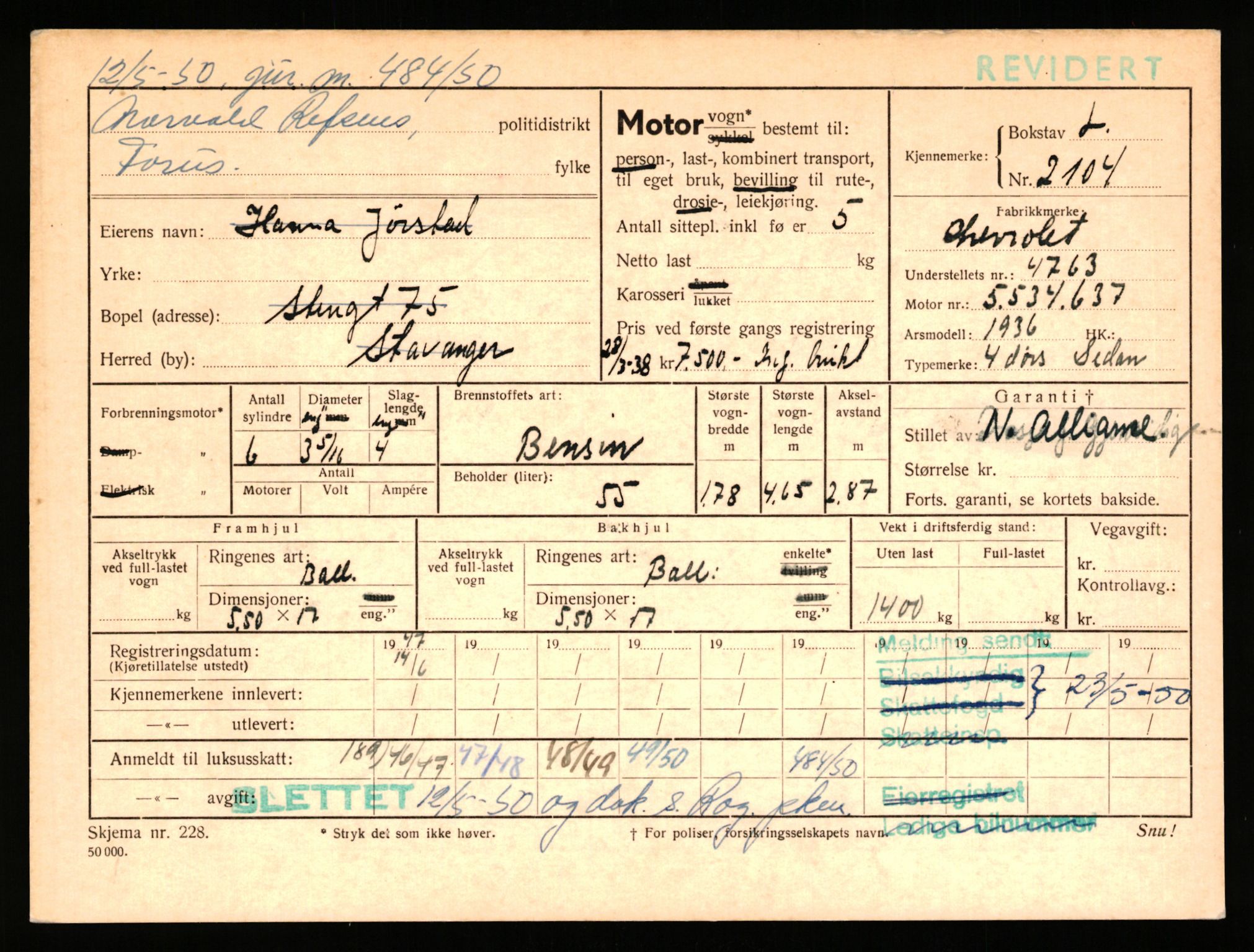 Stavanger trafikkstasjon, AV/SAST-A-101942/0/F/L0006: L-1700 - L-2149, 1930-1971, p. 1833