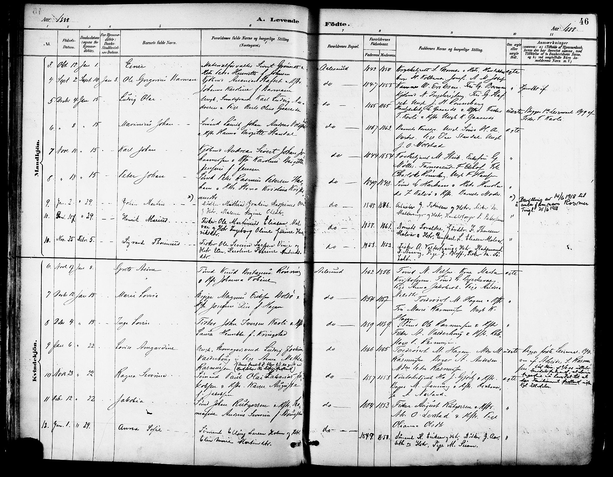 Ministerialprotokoller, klokkerbøker og fødselsregistre - Møre og Romsdal, AV/SAT-A-1454/529/L0455: Parish register (official) no. 529A05, 1885-1893, p. 46