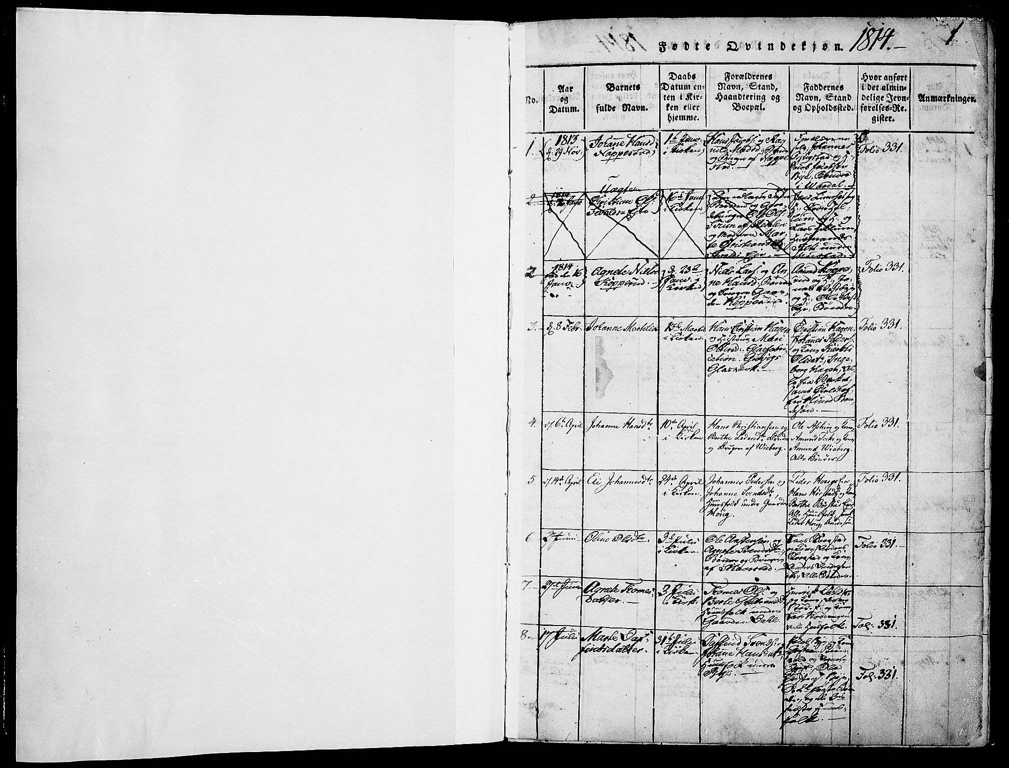 Vardal prestekontor, SAH/PREST-100/H/Ha/Haa/L0004: Parish register (official) no. 4, 1814-1831, p. 1
