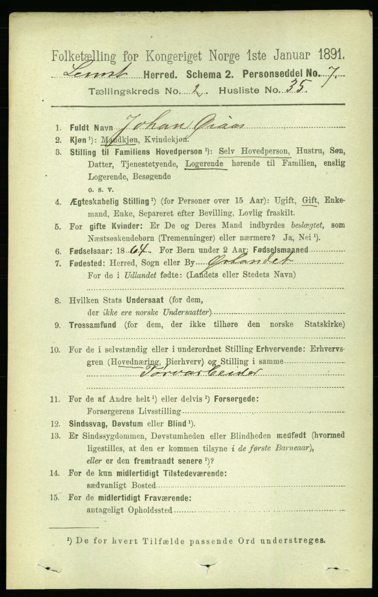 RA, 1891 census for 1654 Leinstrand, 1891, p. 719