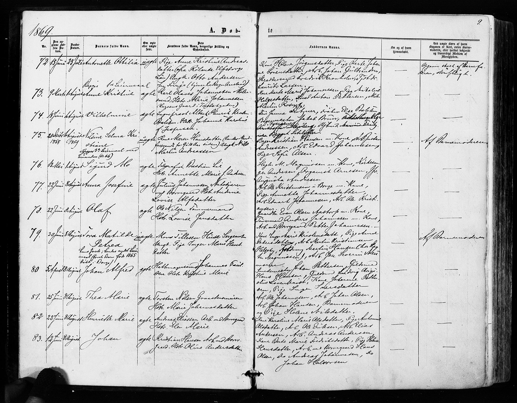 Sarpsborg prestekontor Kirkebøker, AV/SAO-A-2006/F/Fa/L0002: Parish register (official) no. 2, 1869-1877, p. 9