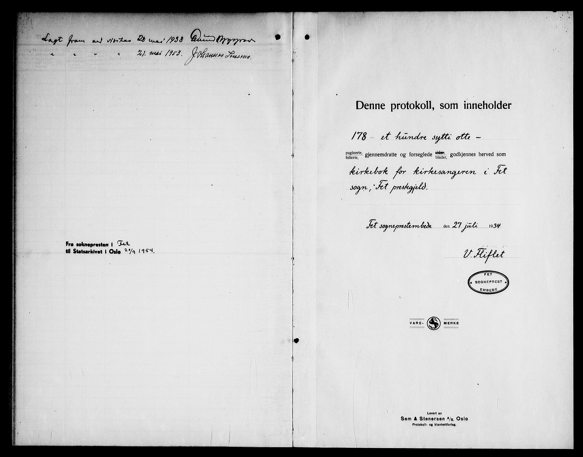 Fet prestekontor Kirkebøker, SAO/A-10370a/G/Ga/L0010: Parish register (copy) no. I 10, 1935-1951
