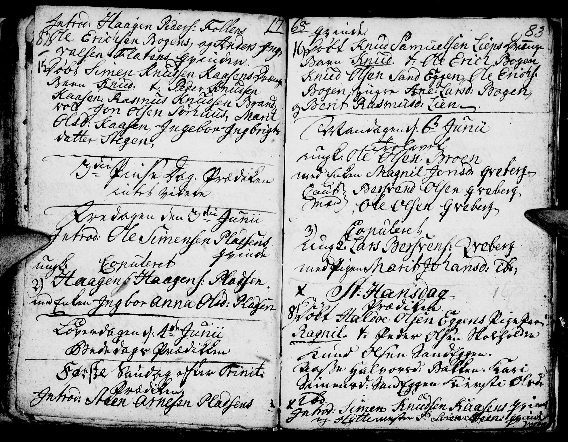 Tynset prestekontor, SAH/PREST-058/H/Ha/Haa/L0007: Parish register (official) no. 7, 1764-1769, p. 82-83