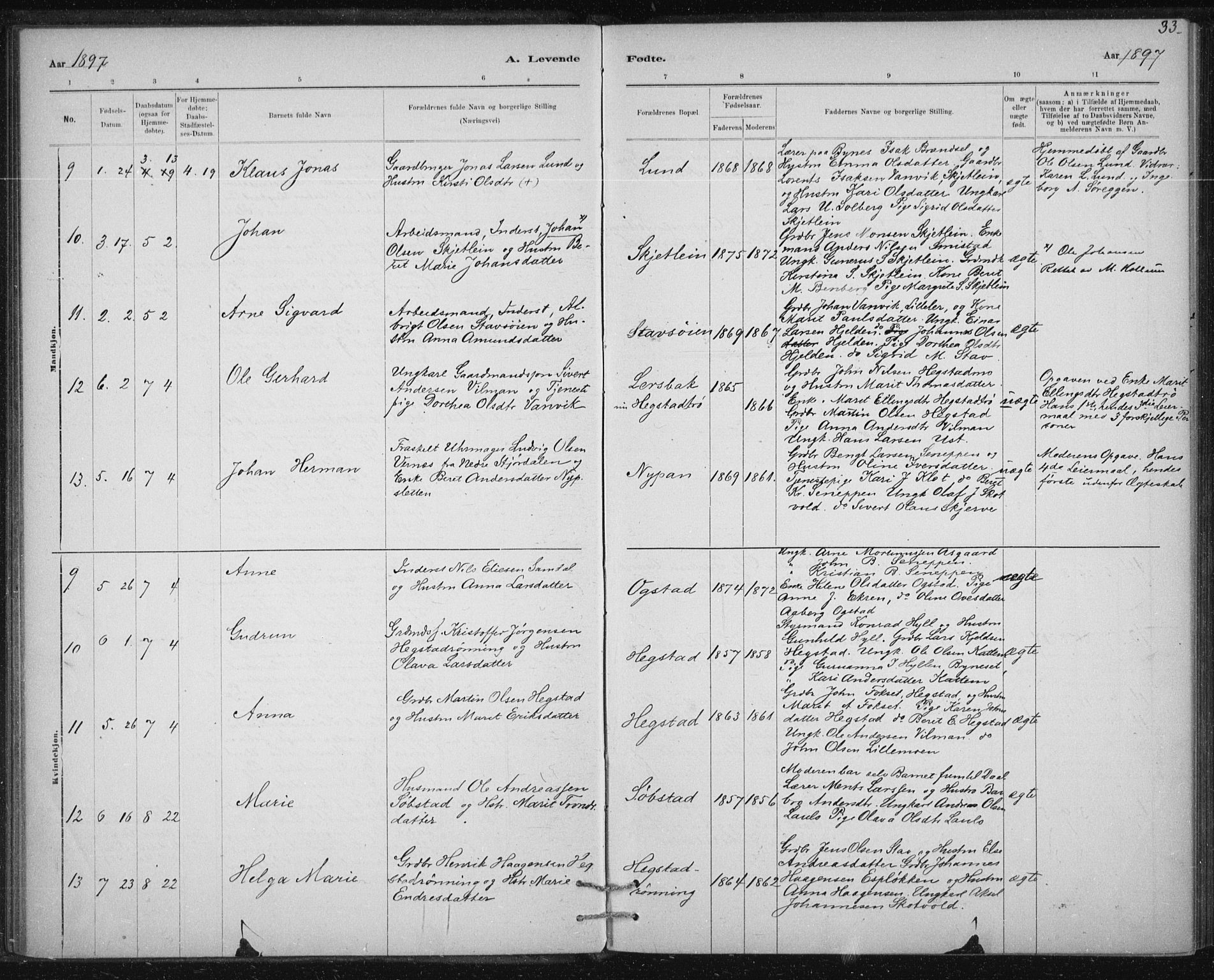 Ministerialprotokoller, klokkerbøker og fødselsregistre - Sør-Trøndelag, AV/SAT-A-1456/613/L0392: Parish register (official) no. 613A01, 1887-1906, p. 33