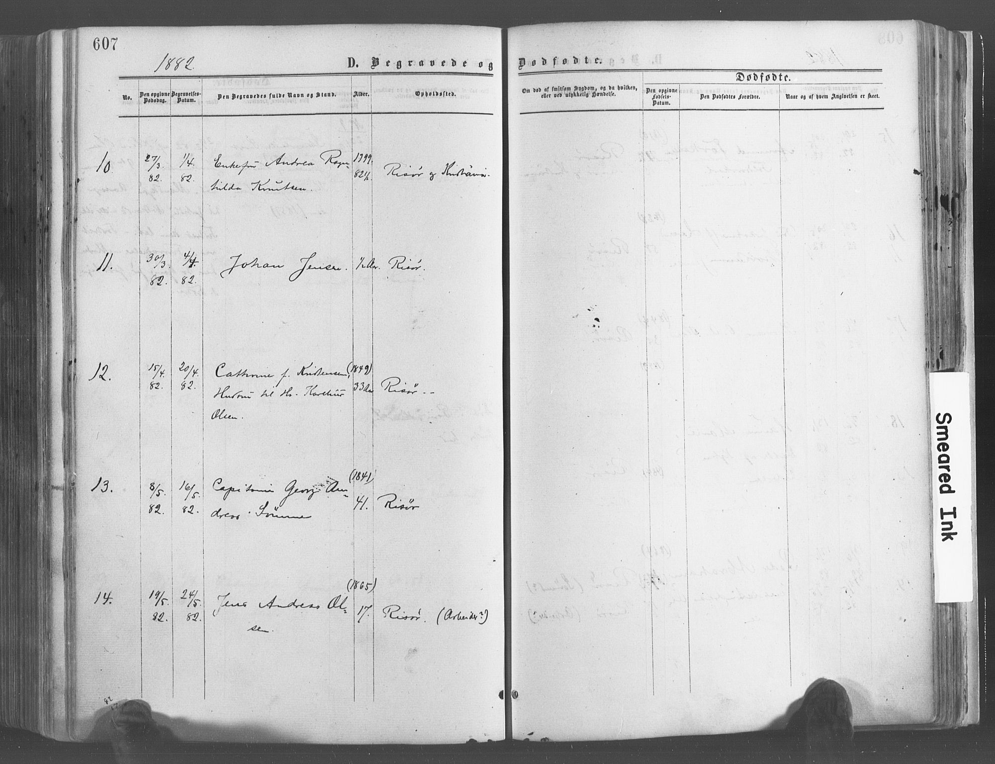 Risør sokneprestkontor, AV/SAK-1111-0035/F/Fa/L0004: Parish register (official) no. A 4, 1865-1882, p. 607