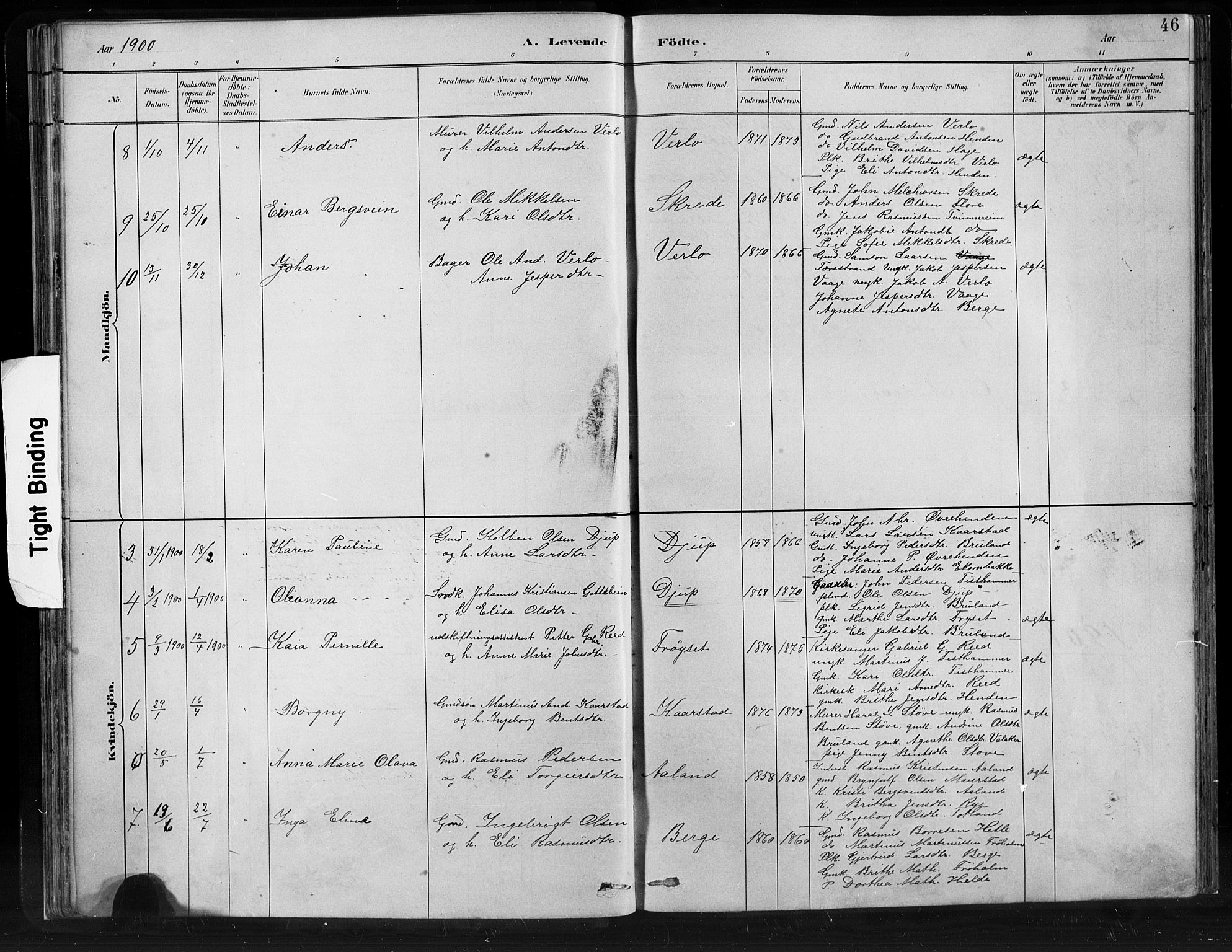Innvik sokneprestembete, SAB/A-80501: Parish register (copy) no. C 3, 1883-1911, p. 46