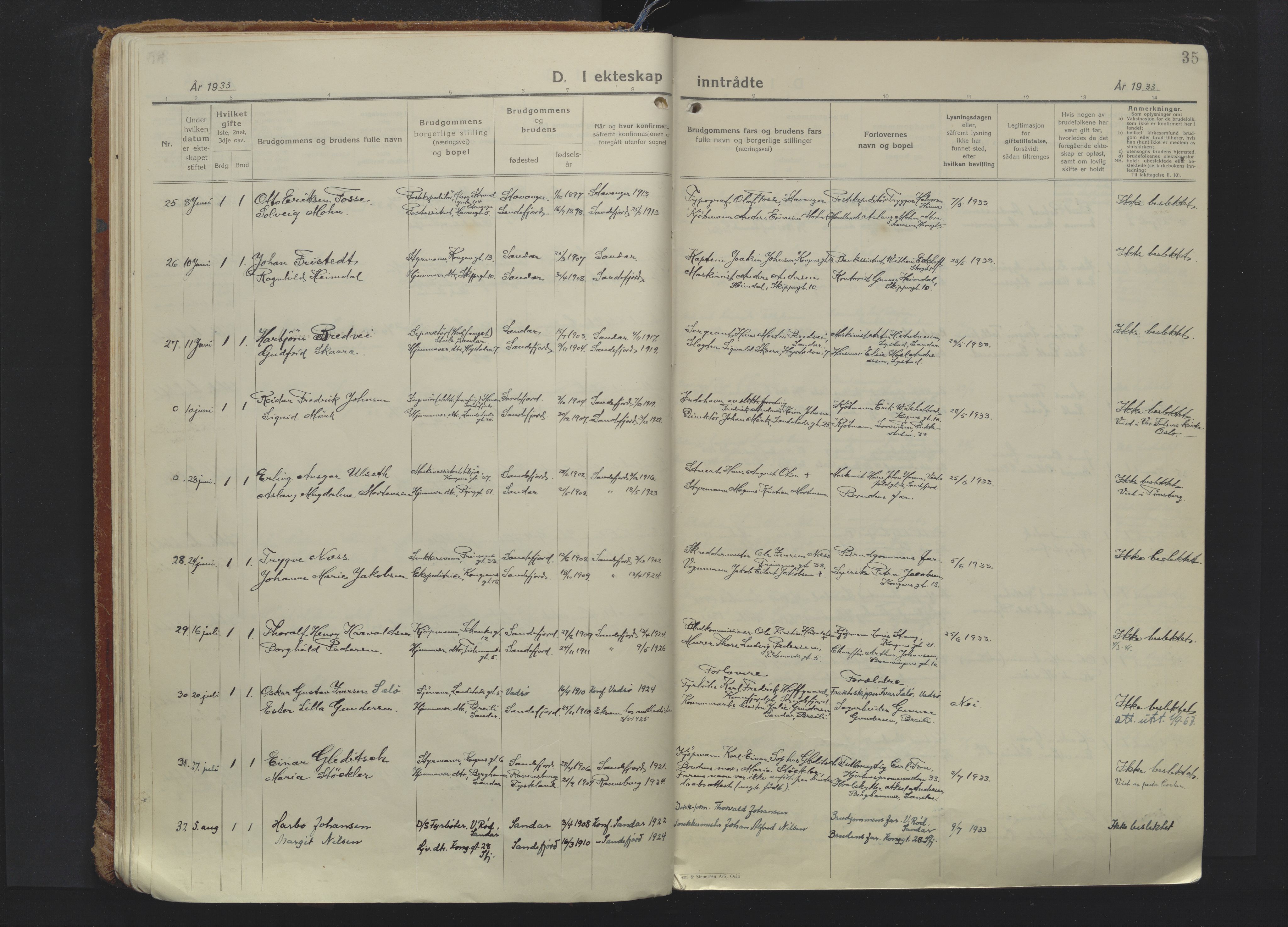 Sandefjord kirkebøker, AV/SAKO-A-315/F/Fa/L0009: Parish register (official) no. 9, 1926-1945, p. 35