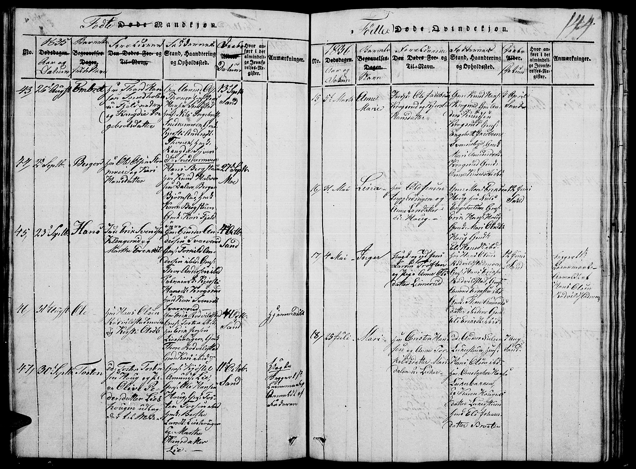 Nord-Odal prestekontor, AV/SAH-PREST-032/H/Ha/Hab/L0001: Parish register (copy) no. 1, 1819-1838, p. 144