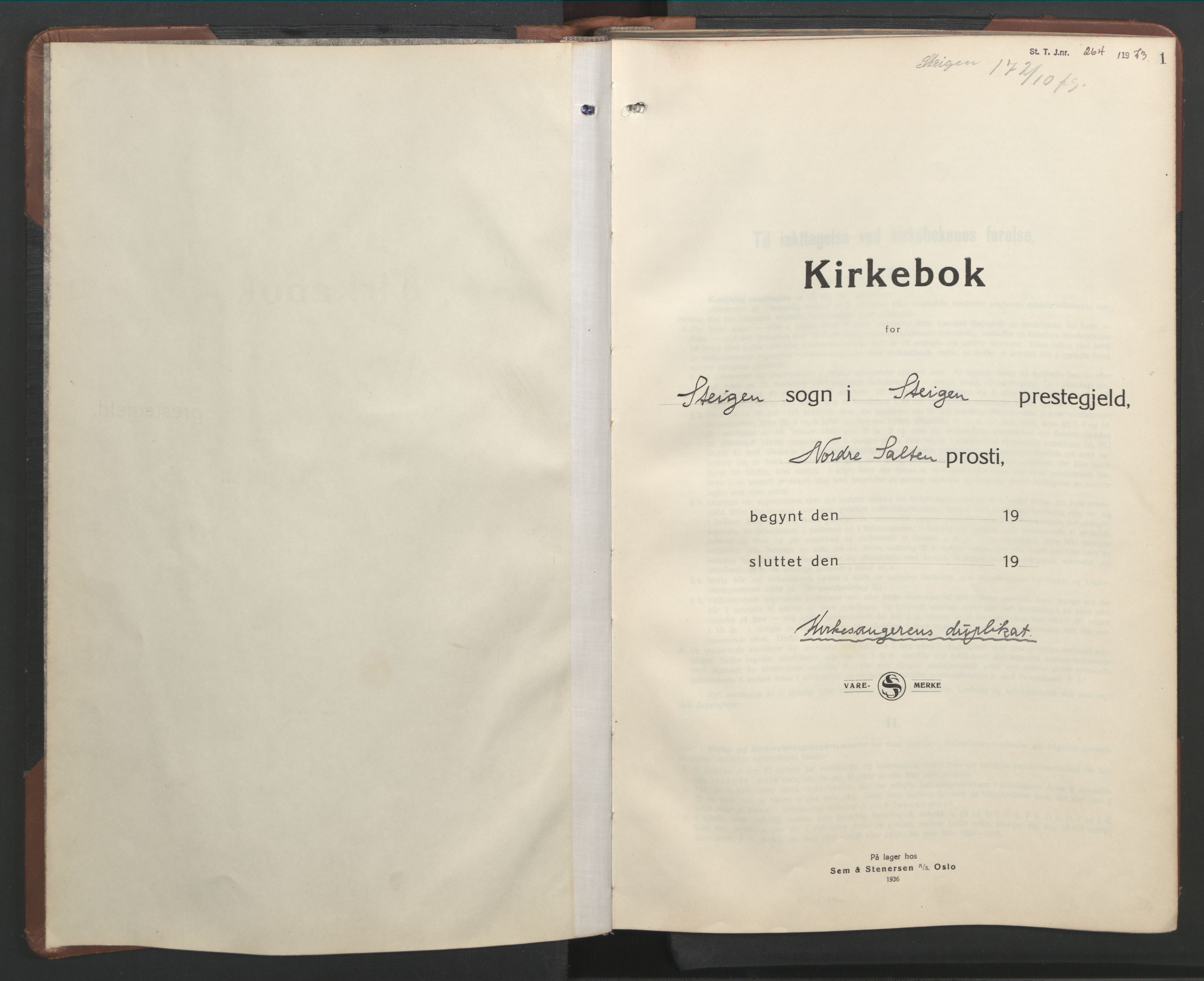 Ministerialprotokoller, klokkerbøker og fødselsregistre - Nordland, AV/SAT-A-1459/855/L0818: Parish register (copy) no. 855C07, 1935-1949, p. 1