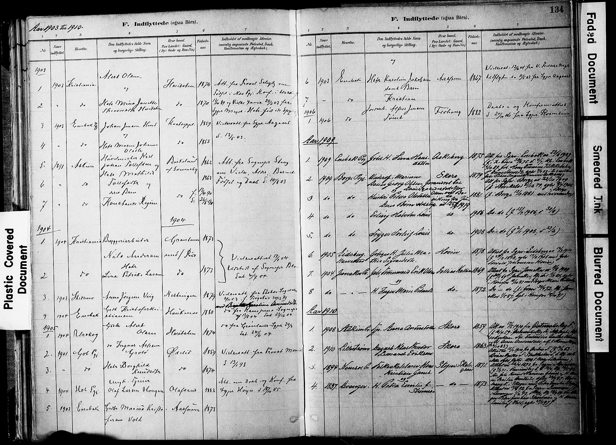 Spydeberg prestekontor Kirkebøker, SAO/A-10924/F/Fb/L0001: Parish register (official) no. II 1, 1886-1907, p. 134
