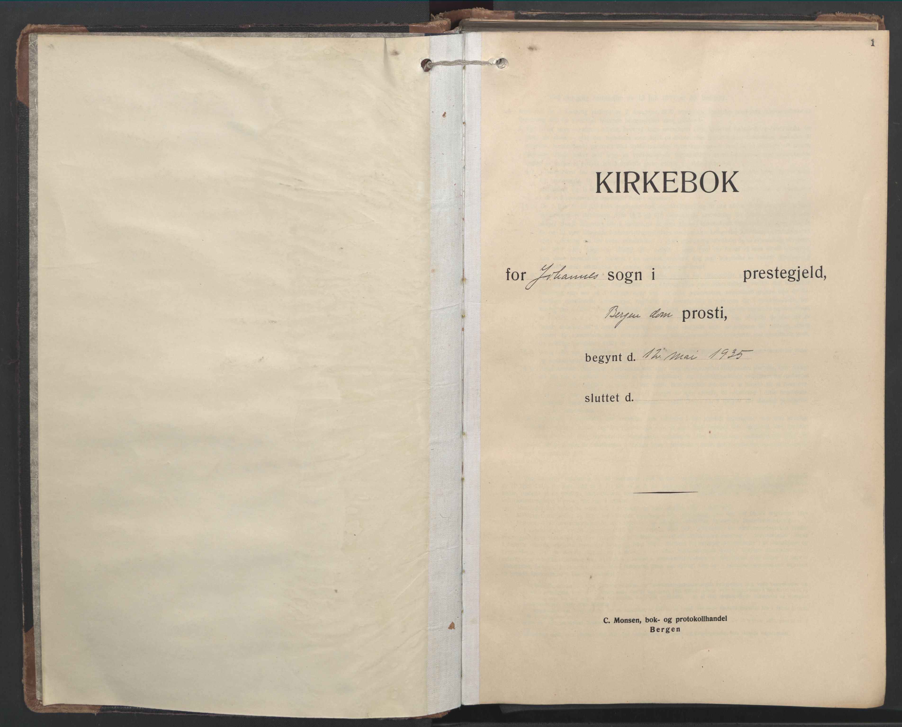 Johanneskirken sokneprestembete, SAB/A-76001/H/Hab: Parish register (copy) no. B 4, 1935-1966, p. 0b-1a