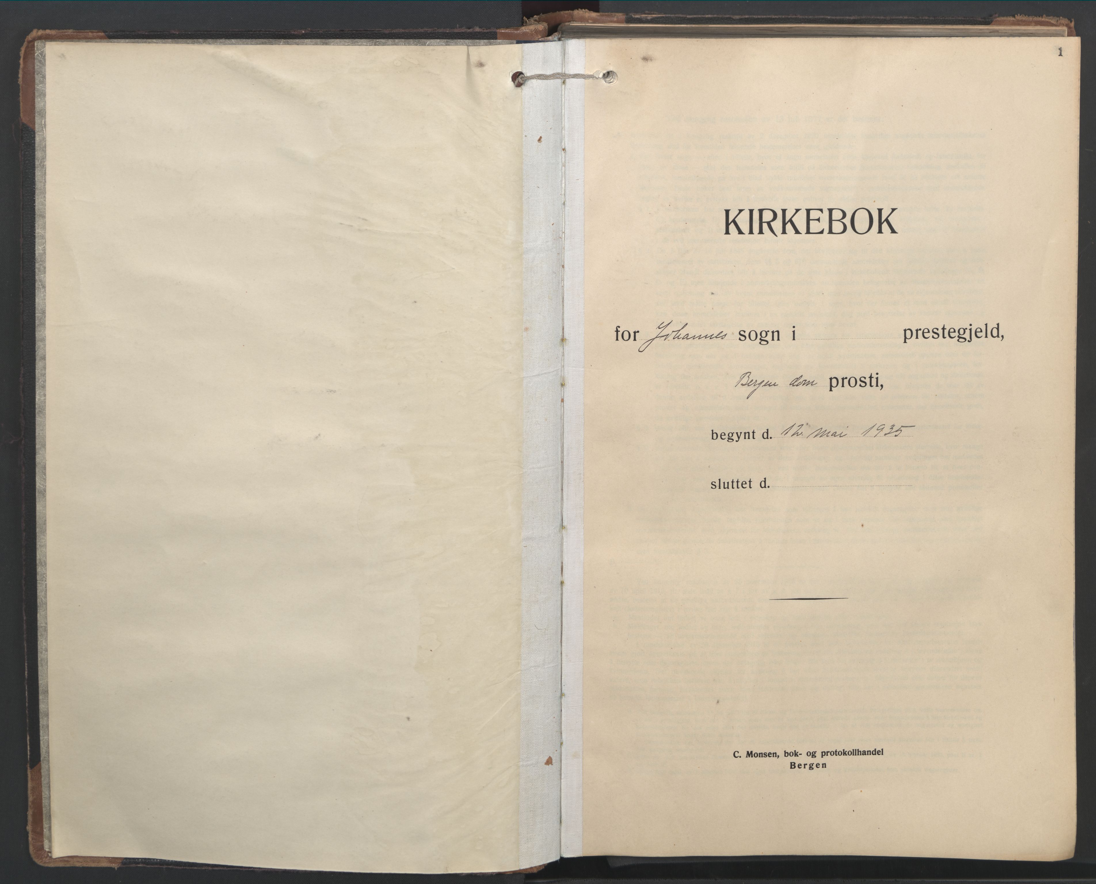 Johanneskirken sokneprestembete, AV/SAB-A-76001/H/Hab: Parish register (copy) no. B 4, 1935-1966, p. 0b-1a