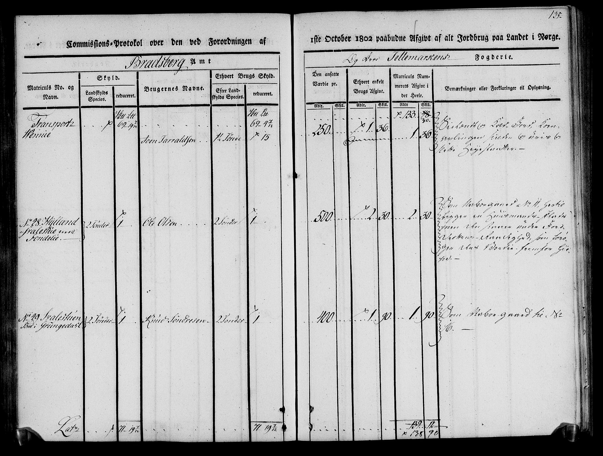 Rentekammeret inntil 1814, Realistisk ordnet avdeling, RA/EA-4070/N/Ne/Nea/L0075: Øvre Telemarken fogderi. Kommisjonsprotokoll for fogderiets vestre del - Kviteseid, Vinje, Moland [):Fyresdal] og Lårdal prestegjeld., 1803, p. 136