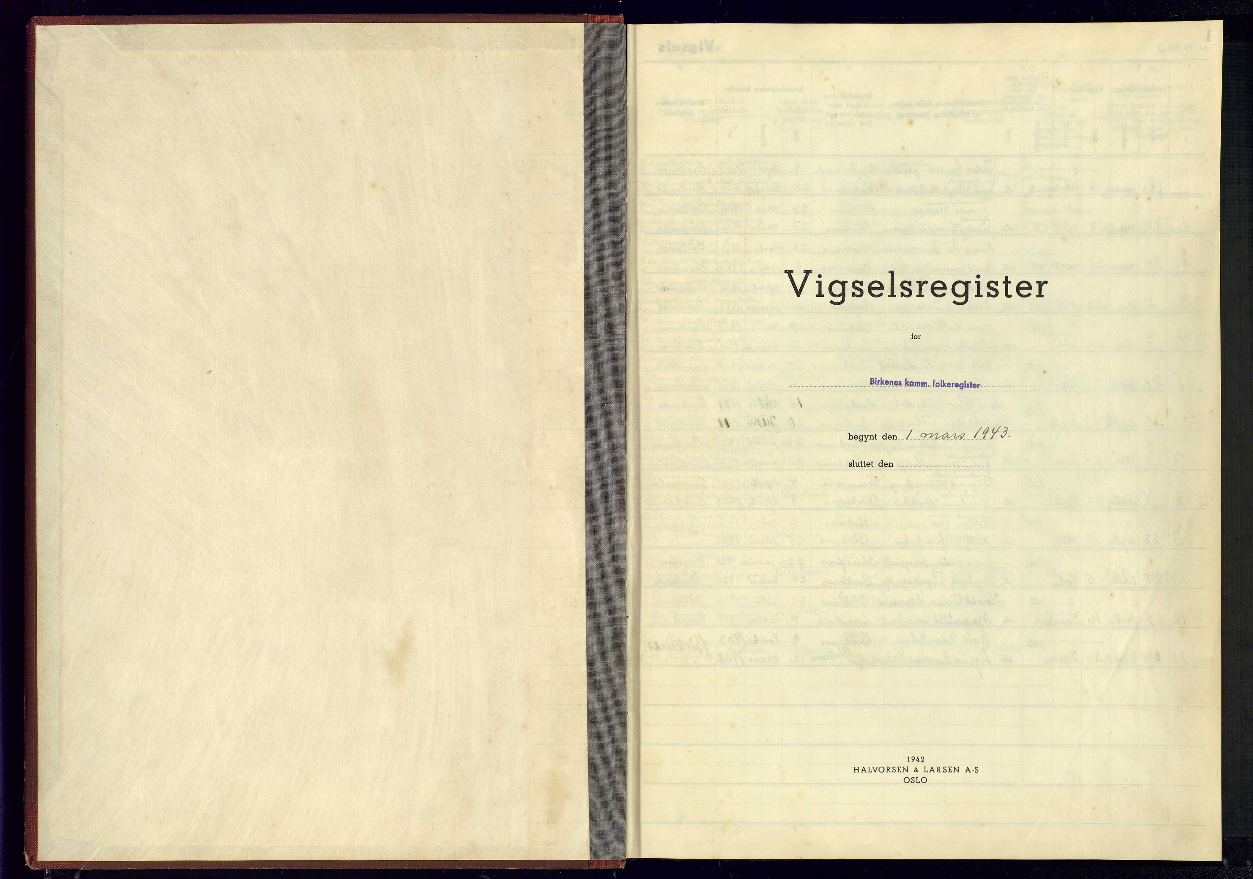 Birkenes sokneprestkontor, AV/SAK-1111-0004/J/Jb/L0002: Marriage register no. II.6.2, 1943-1951