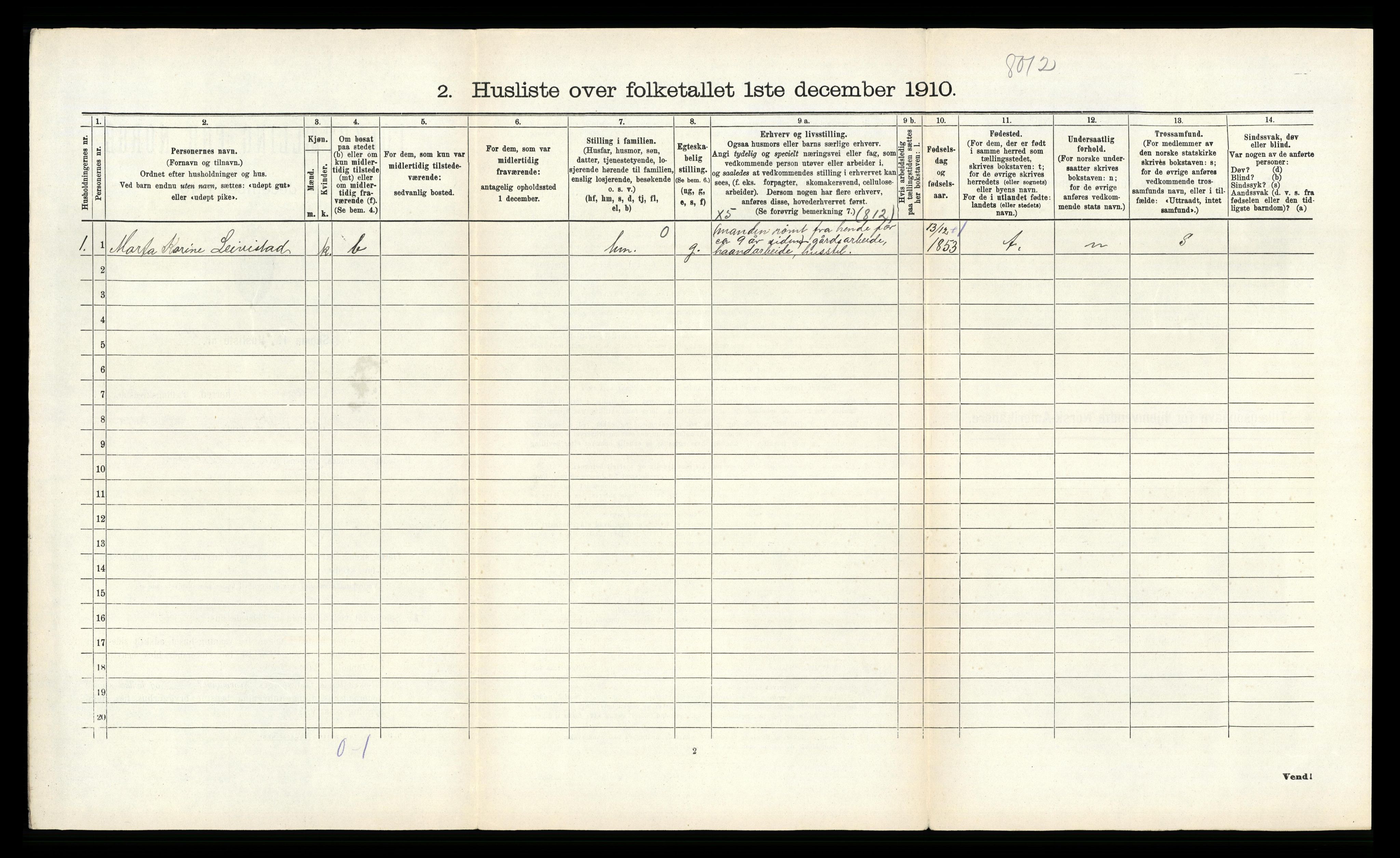 RA, 1910 census for Fana, 1910, p. 742