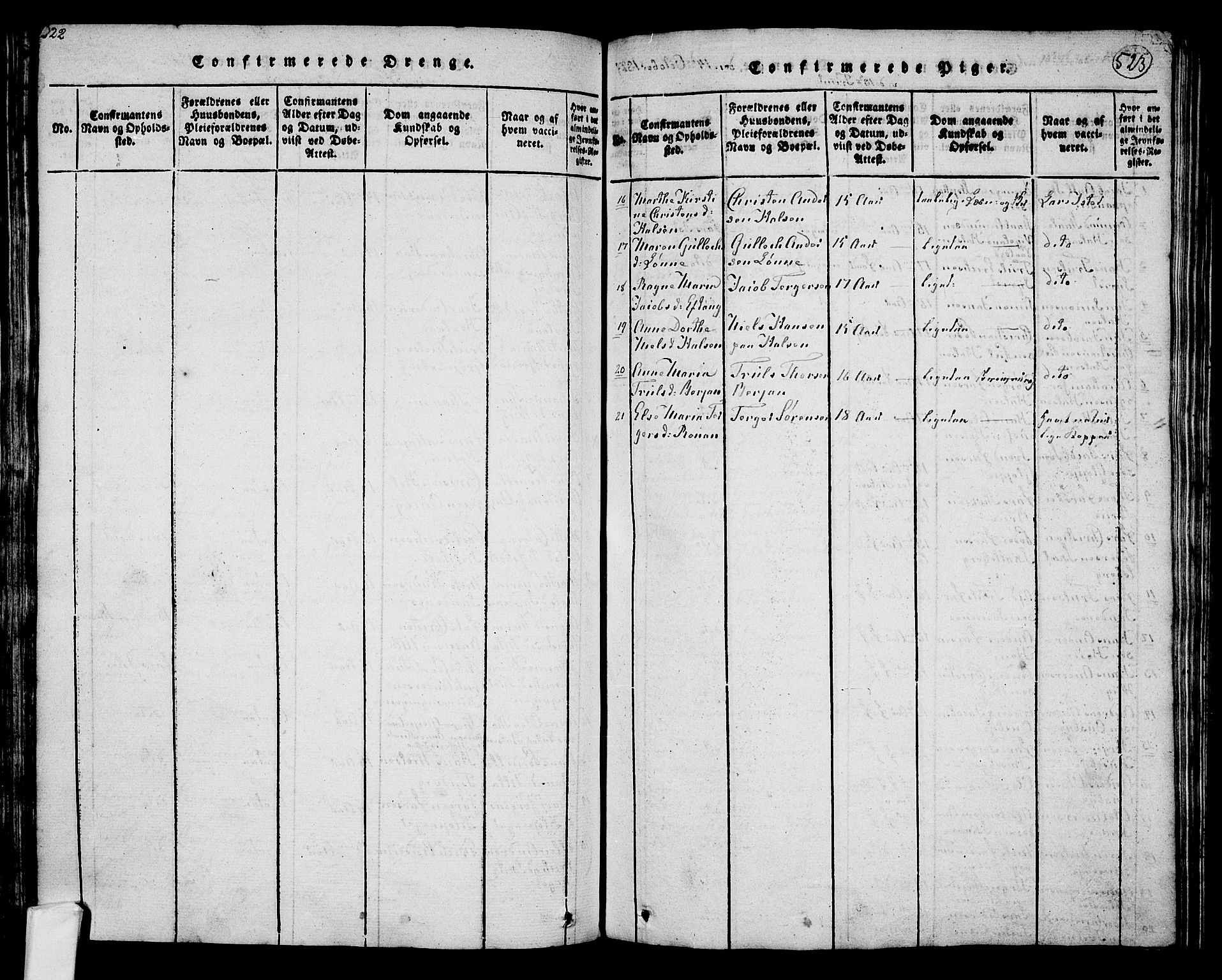 Tjølling kirkebøker, SAKO/A-60/F/Fa/L0005: Parish register (official) no. 5, 1814-1836, p. 522-523