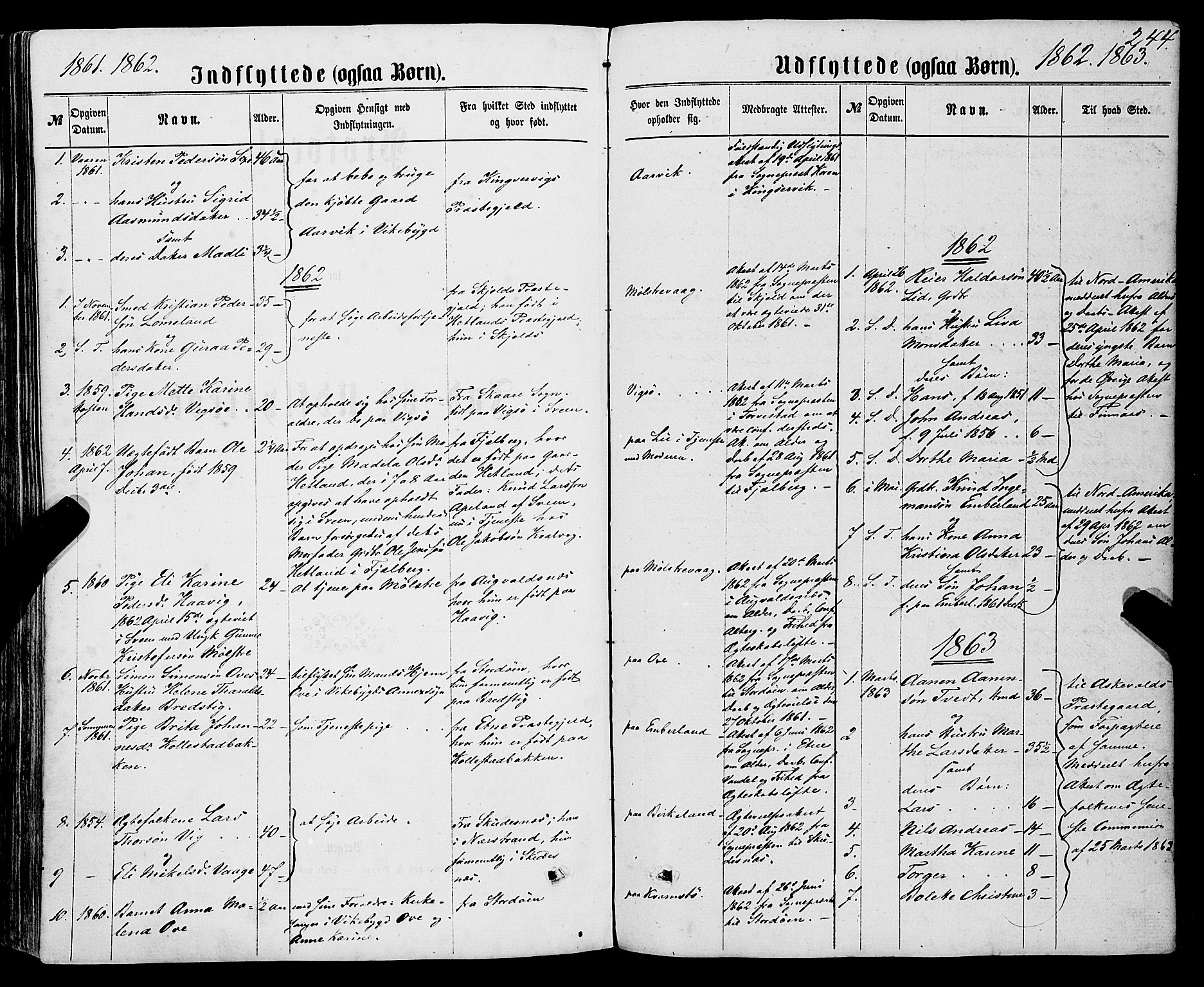 Sveio Sokneprestembete, SAB/A-78501/H/Haa: Parish register (official) no. A 1, 1861-1877, p. 244