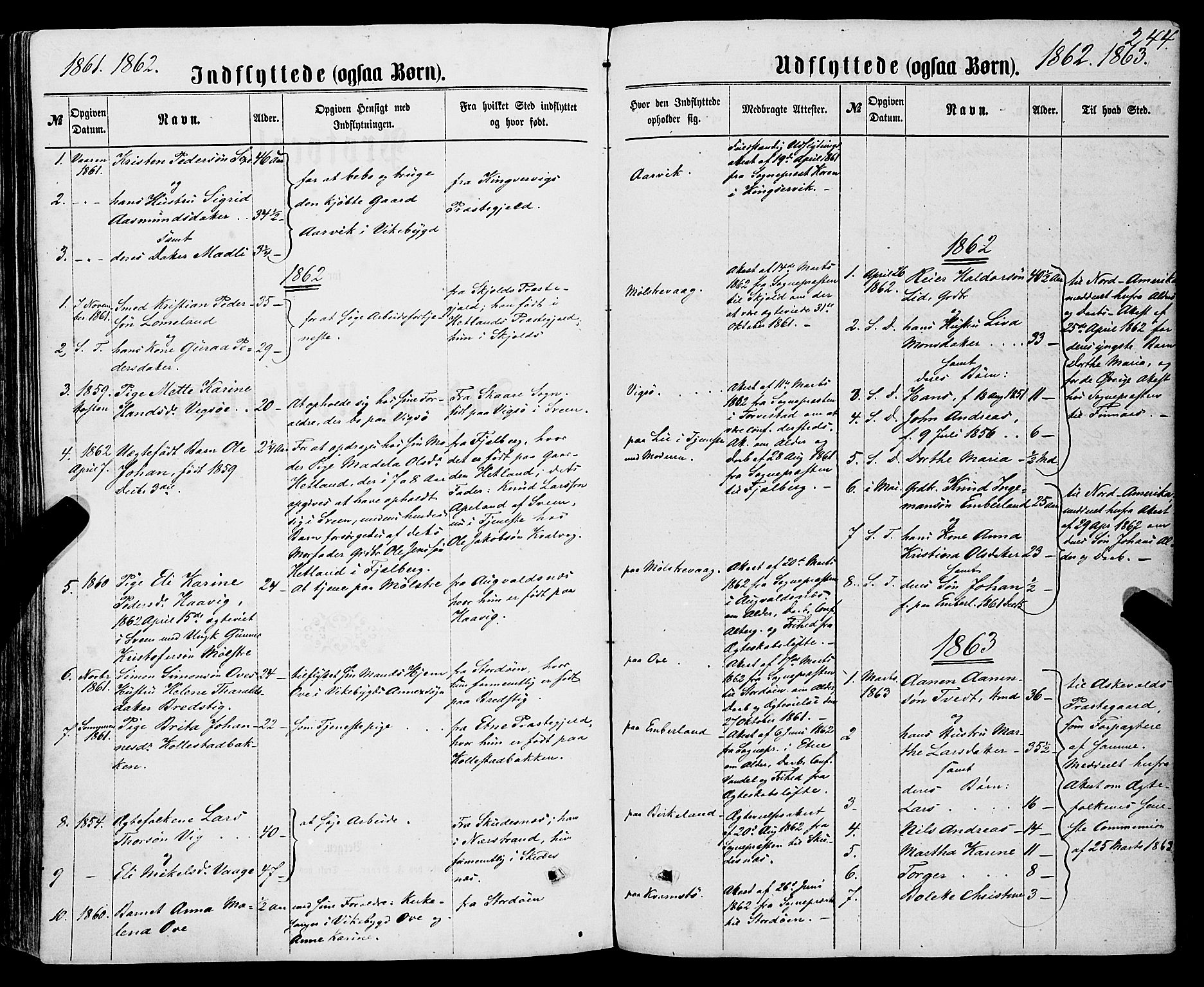 Sveio Sokneprestembete, AV/SAB-A-78501/H/Haa: Parish register (official) no. A 1, 1861-1877, p. 244