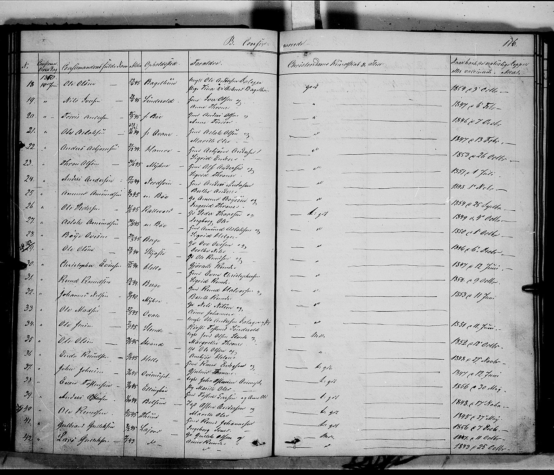 Vang prestekontor, Valdres, SAH/PREST-140/H/Ha/L0006: Parish register (official) no. 6, 1846-1864, p. 116
