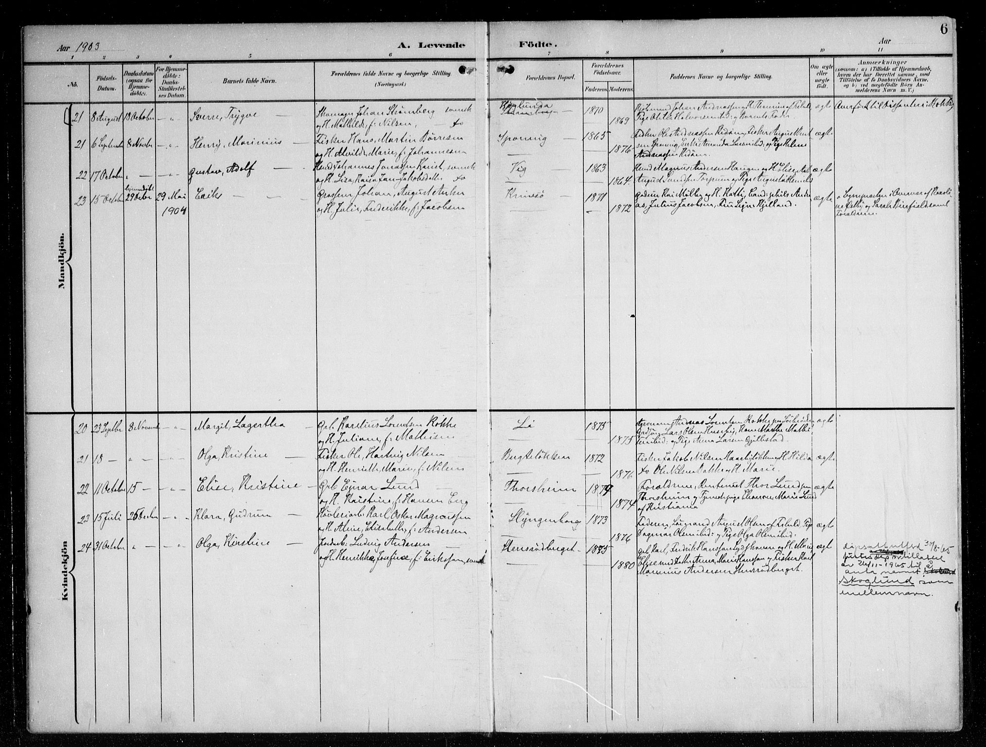 Berg prestekontor Kirkebøker, AV/SAO-A-10902/F/Fa/L0008: Parish register (official) no. I 8, 1902-1920, p. 6