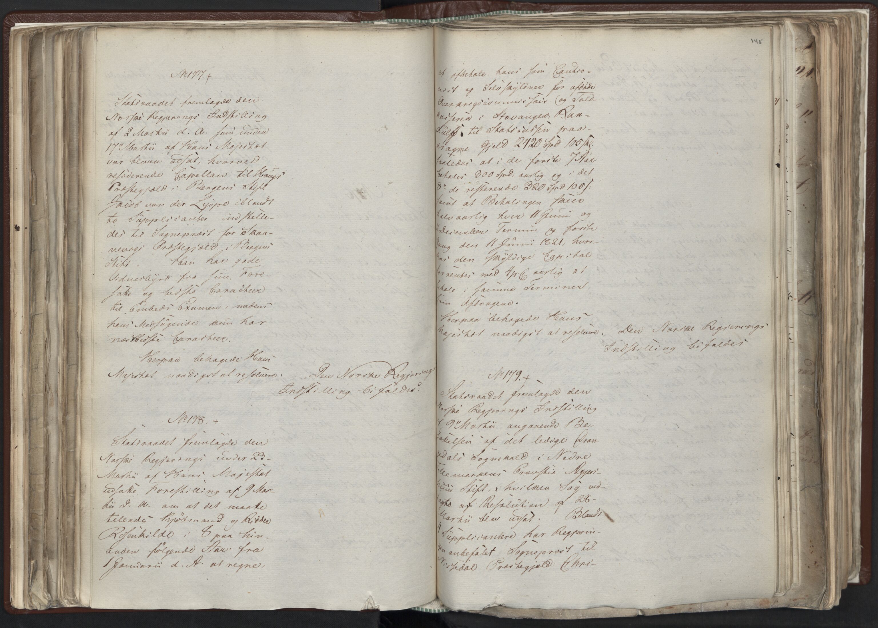 Statsrådssekretariatet, AV/RA-S-1001/A/Ab/L0012: Kgl. res. nr. 5679-6008 II, 1821, p. 147b-148a