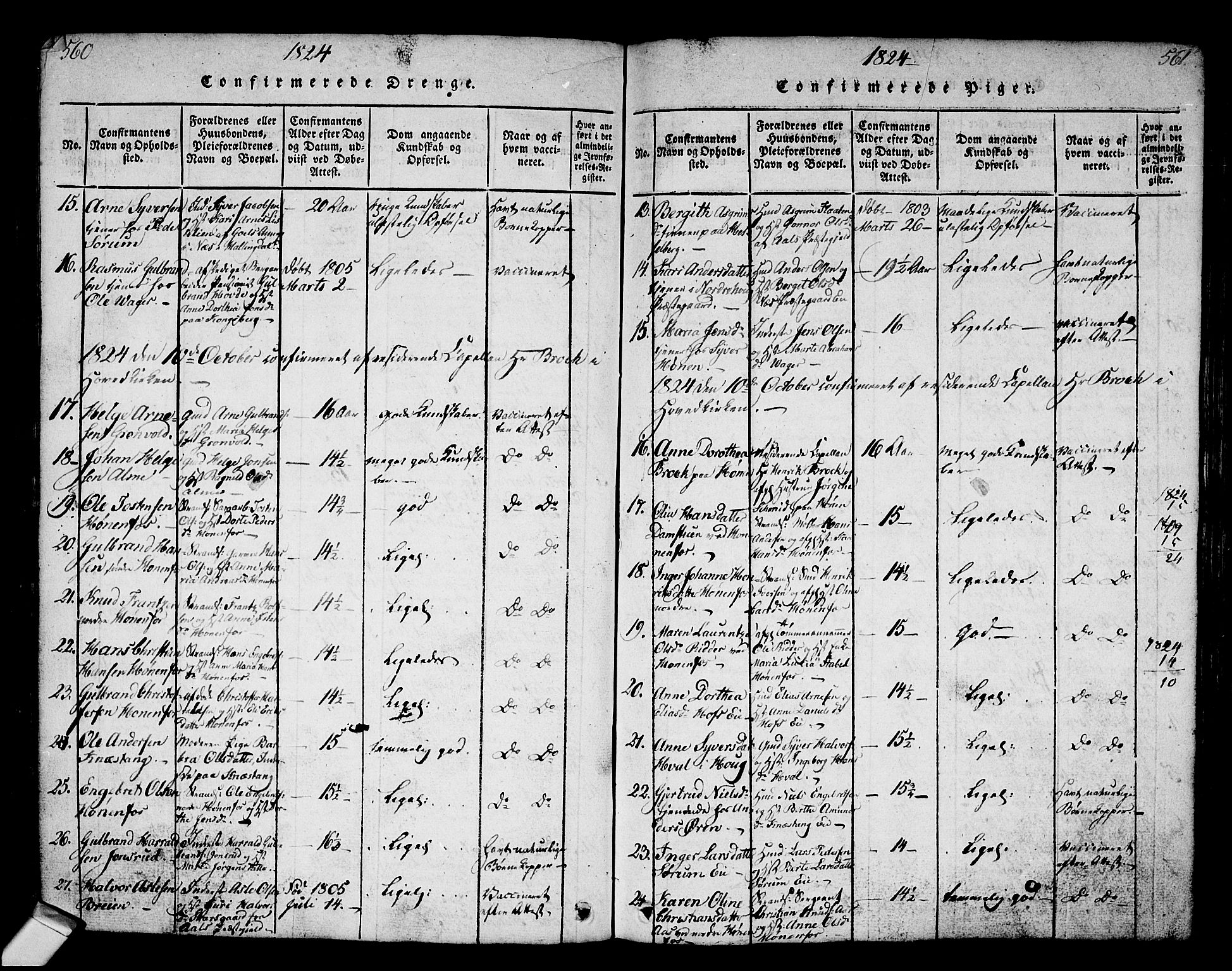 Norderhov kirkebøker, SAKO/A-237/G/Ga/L0002: Parish register (copy) no. I 2, 1814-1867, p. 560-561