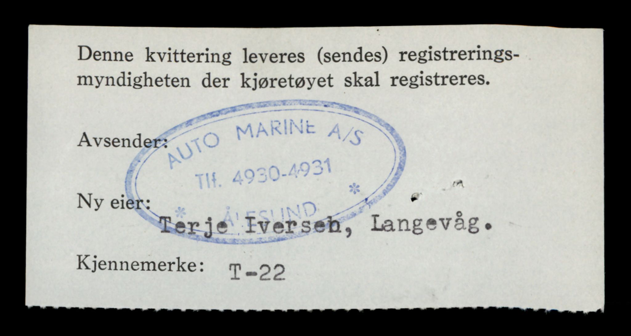 Møre og Romsdal vegkontor - Ålesund trafikkstasjon, AV/SAT-A-4099/F/Fe/L0001: Registreringskort for kjøretøy T 3 - T 127, 1927-1998, p. 436