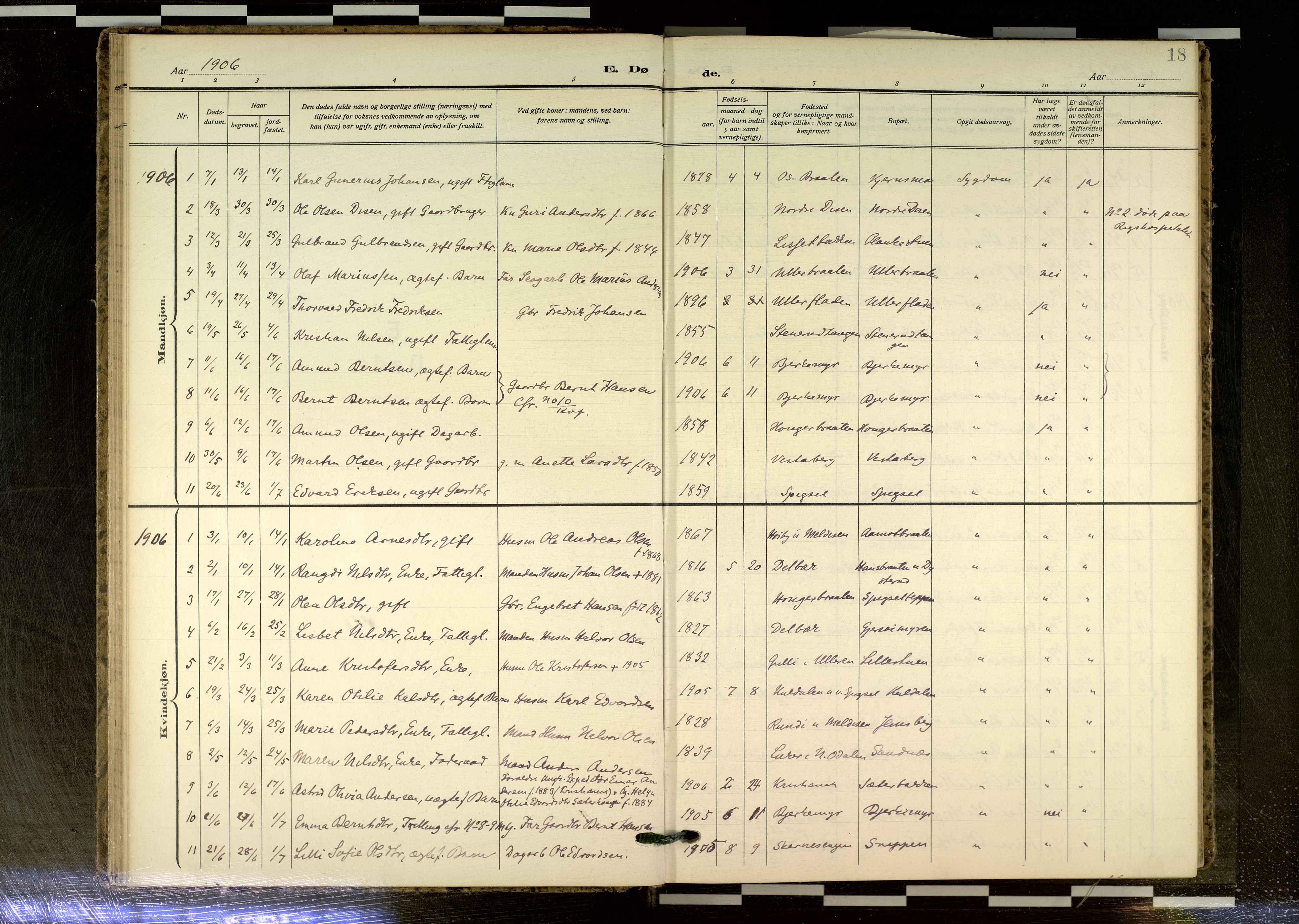 Sør-Odal prestekontor, SAH/PREST-030/H/Ha/Haa/L0020: Parish register (official) no. 20, 1906-2012, p. 18