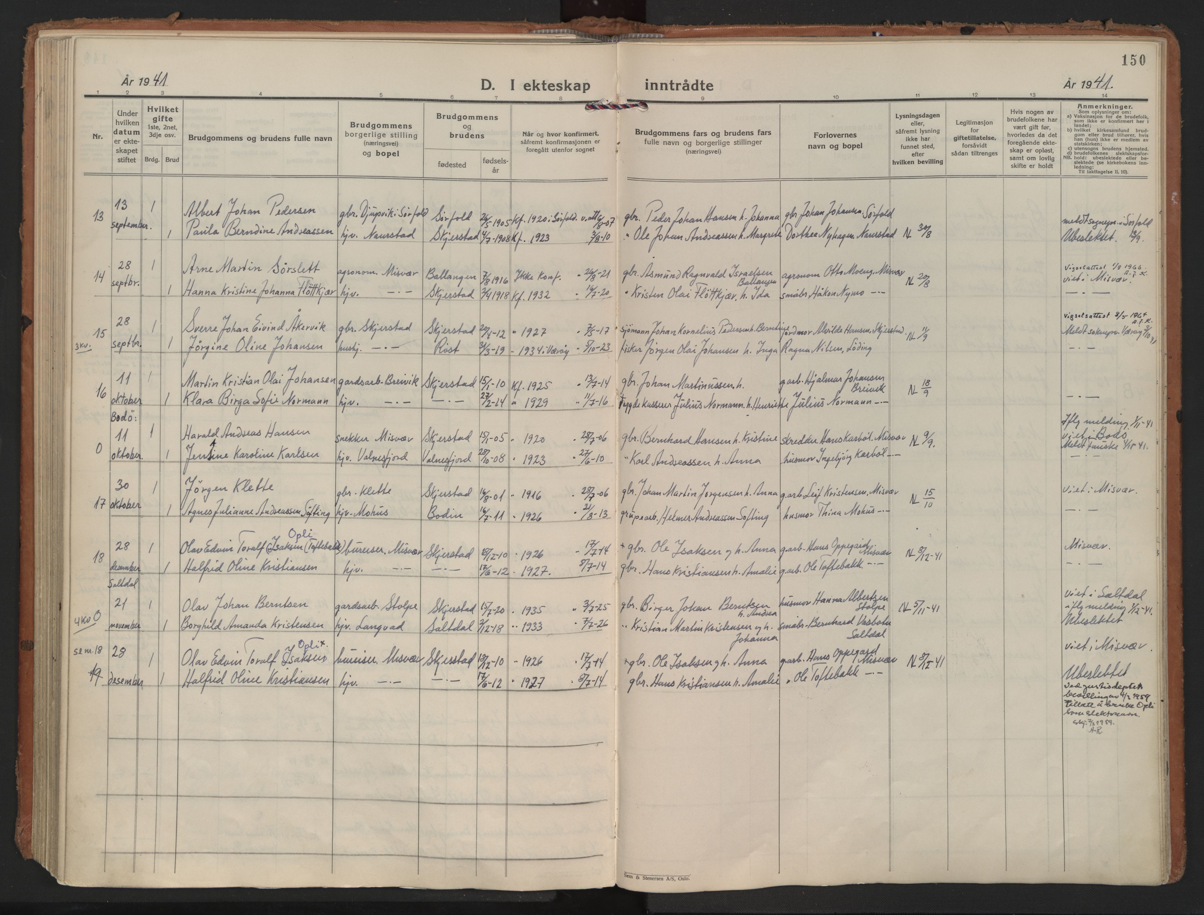 Ministerialprotokoller, klokkerbøker og fødselsregistre - Nordland, SAT/A-1459/852/L0749: Parish register (official) no. 852A19, 1933-1951, p. 150