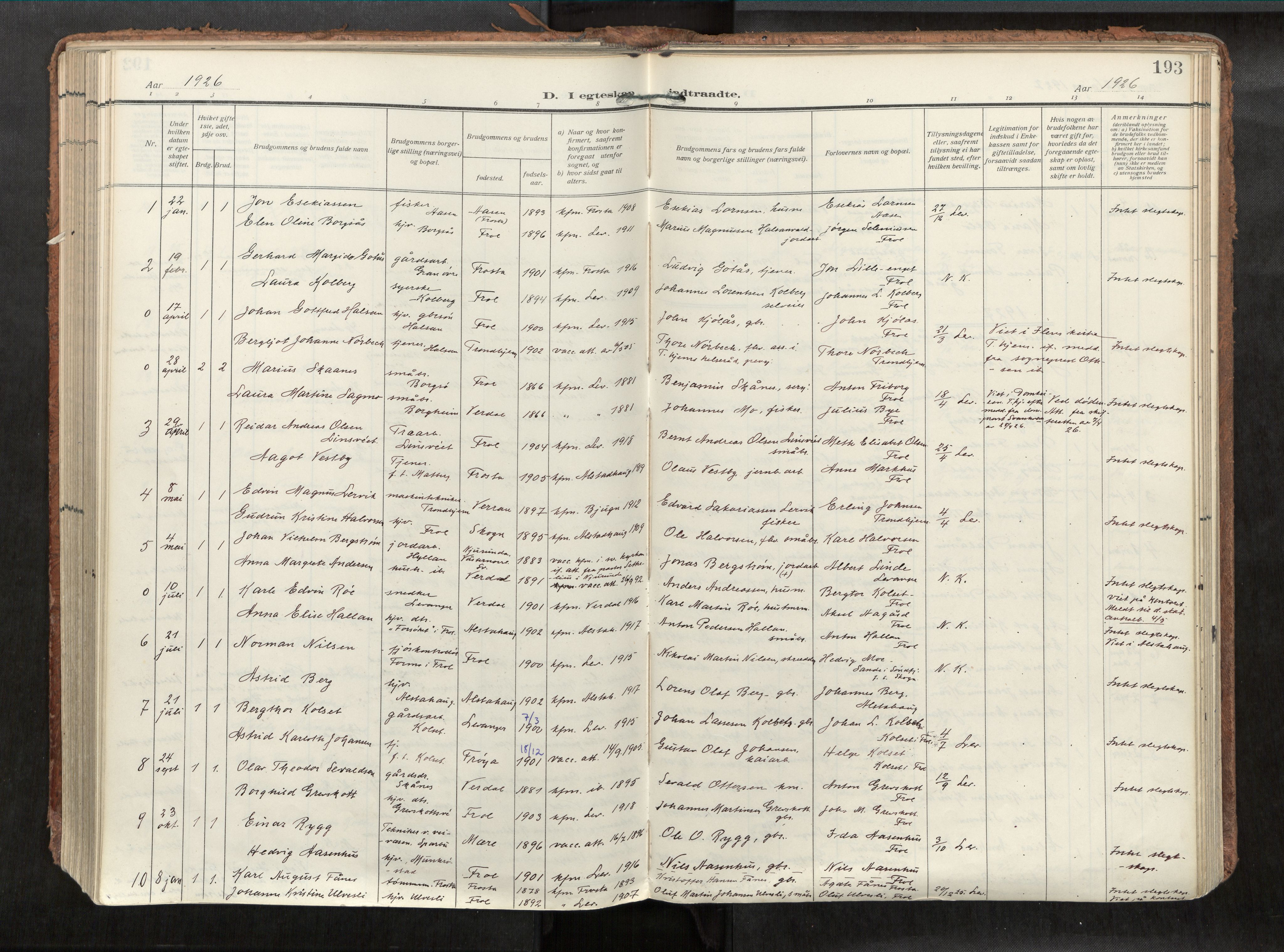 Levanger sokneprestkontor, SAT/A-1301/2/H/Haa/L0002: Parish register (official) no. 2, 1912-1935, p. 193