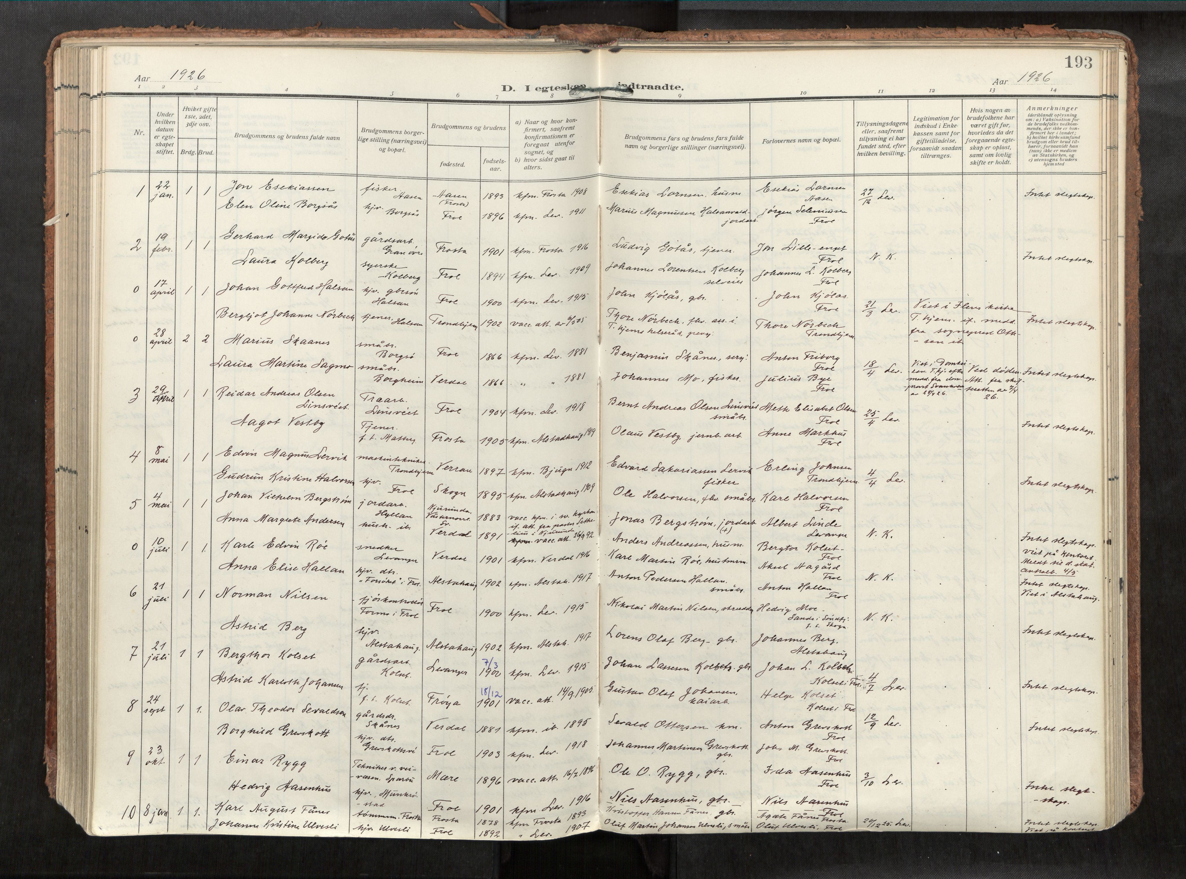 Levanger sokneprestkontor, AV/SAT-A-1301/2/H/Haa/L0002: Parish register (official) no. 2, 1912-1935, p. 193