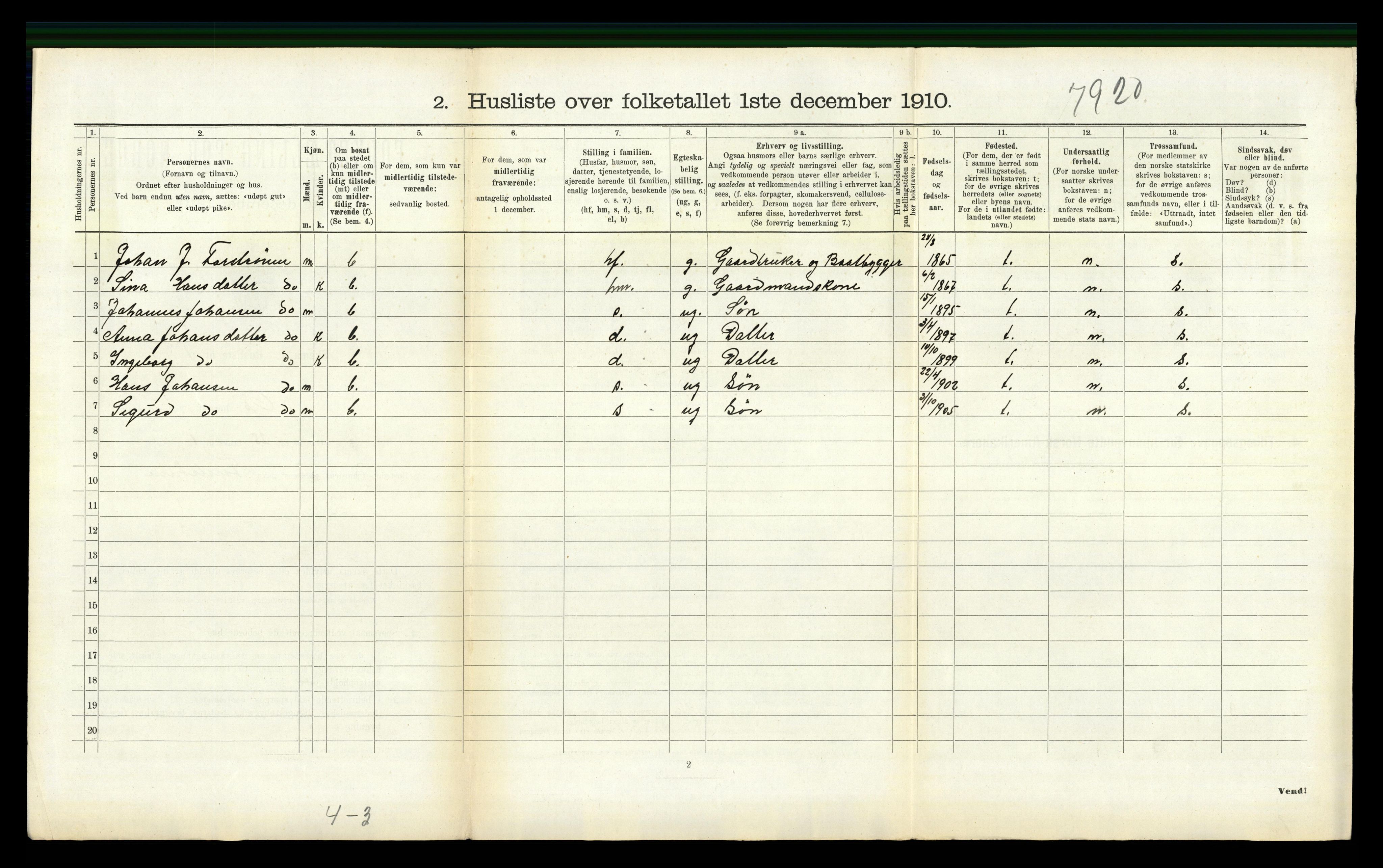 RA, 1910 census for Os, 1910, p. 215