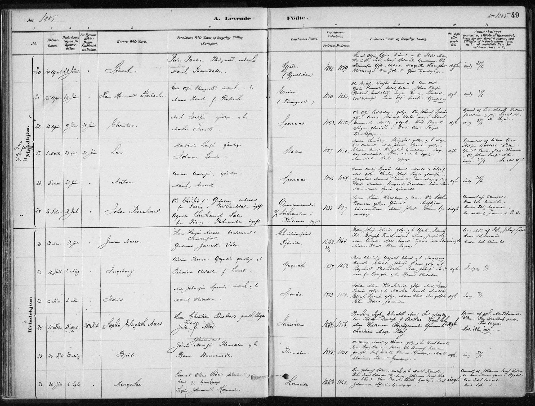 Ministerialprotokoller, klokkerbøker og fødselsregistre - Møre og Romsdal, SAT/A-1454/586/L0987: Parish register (official) no. 586A13, 1879-1892, p. 49
