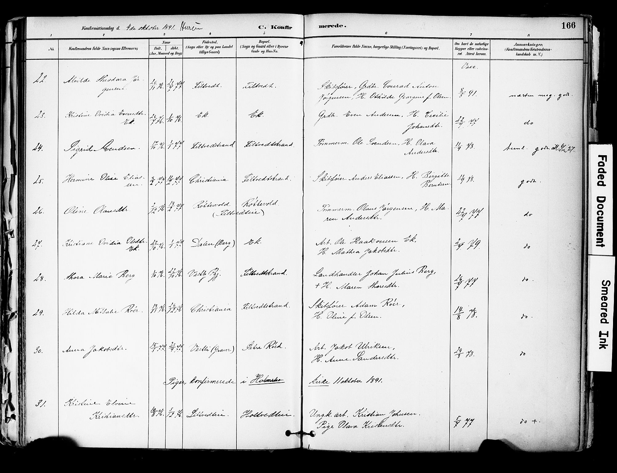 Hurum kirkebøker, AV/SAKO-A-229/F/Fa/L0014: Parish register (official) no. 14, 1882-1895, p. 166