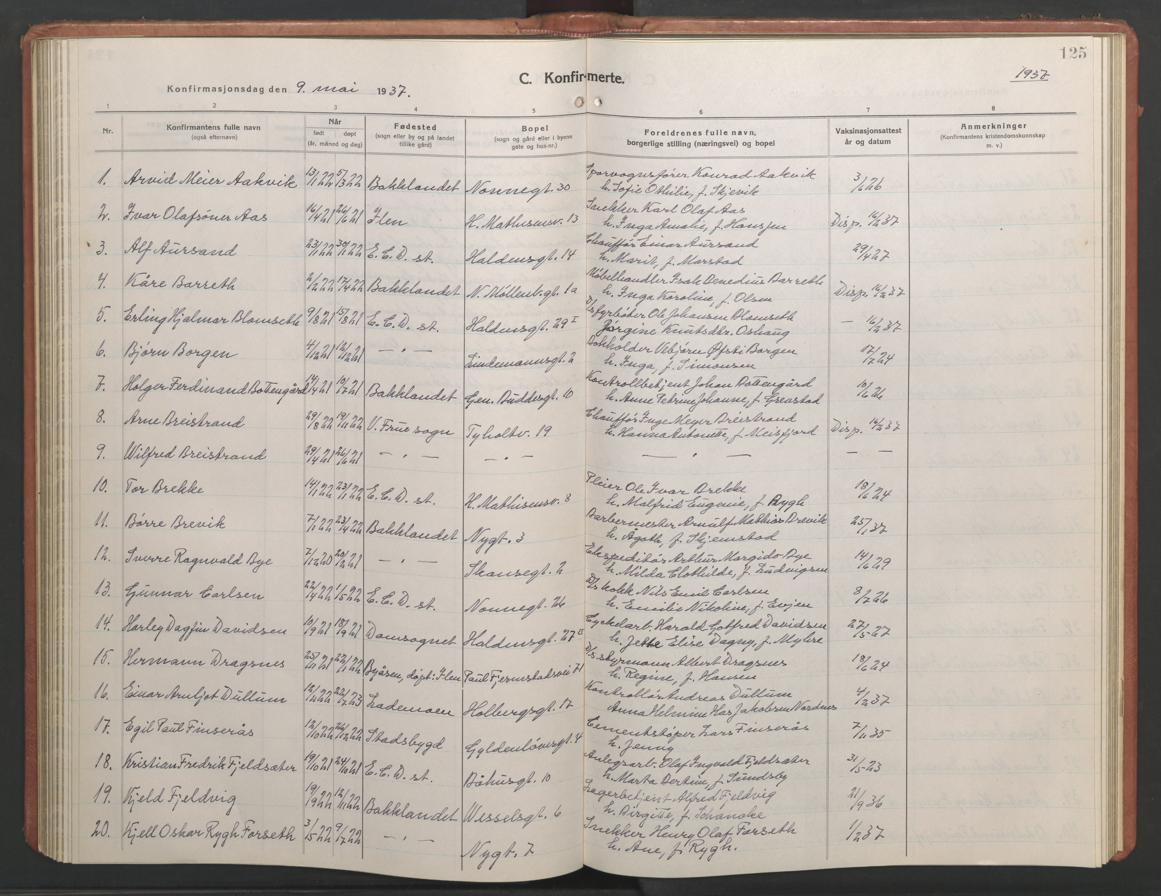 Ministerialprotokoller, klokkerbøker og fødselsregistre - Sør-Trøndelag, SAT/A-1456/604/L0228: Parish register (copy) no. 604C11, 1928-1950, p. 125