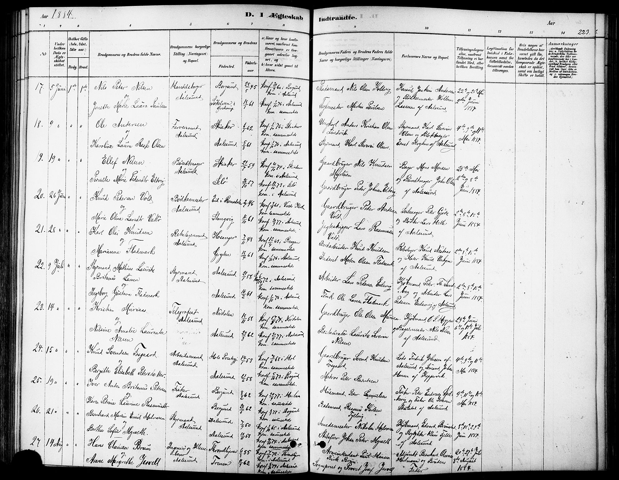 Ministerialprotokoller, klokkerbøker og fødselsregistre - Møre og Romsdal, AV/SAT-A-1454/529/L0454: Parish register (official) no. 529A04, 1878-1885, p. 223