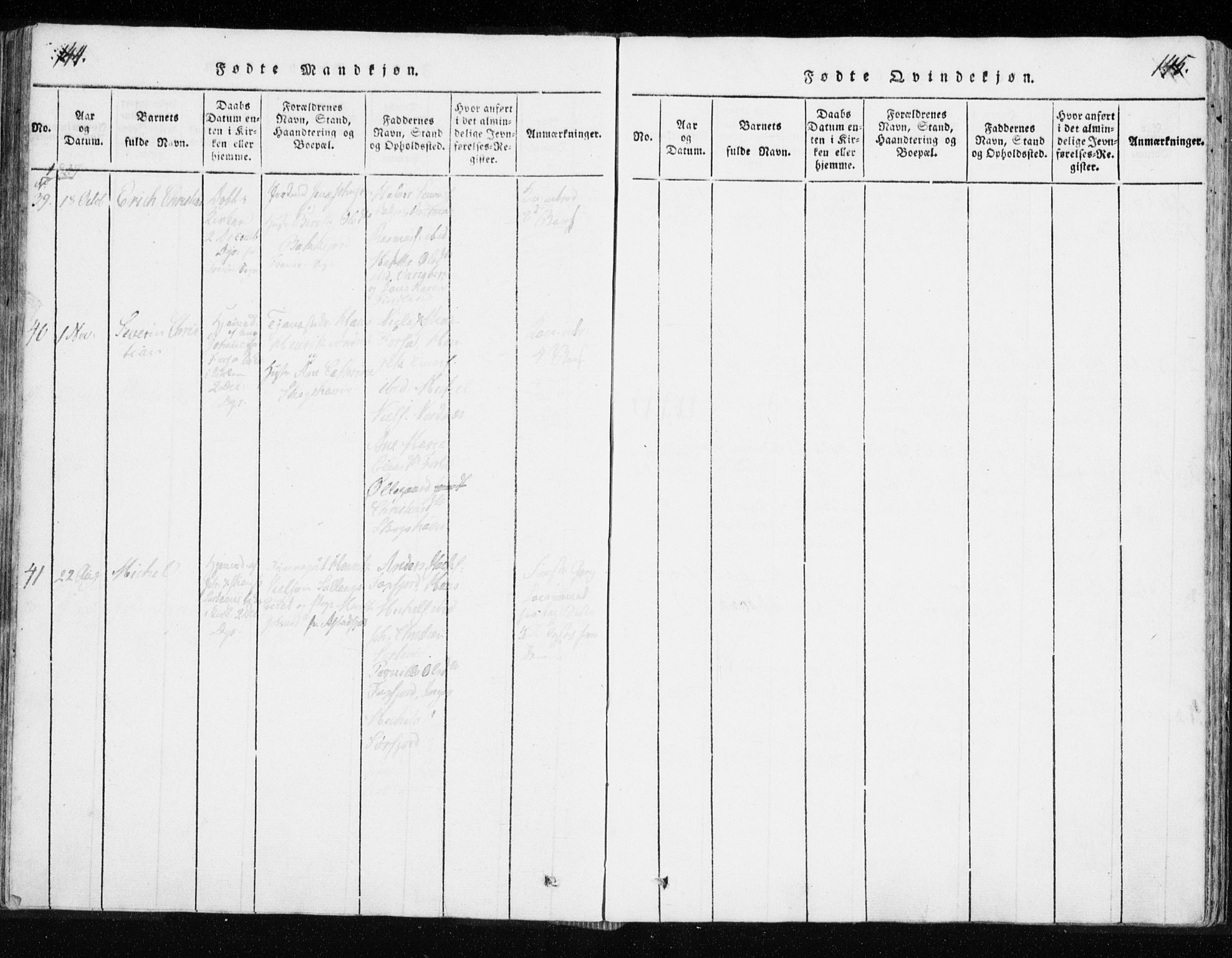Tranøy sokneprestkontor, SATØ/S-1313/I/Ia/Iaa/L0004kirke: Parish register (official) no. 4, 1820-1829, p. 144-145