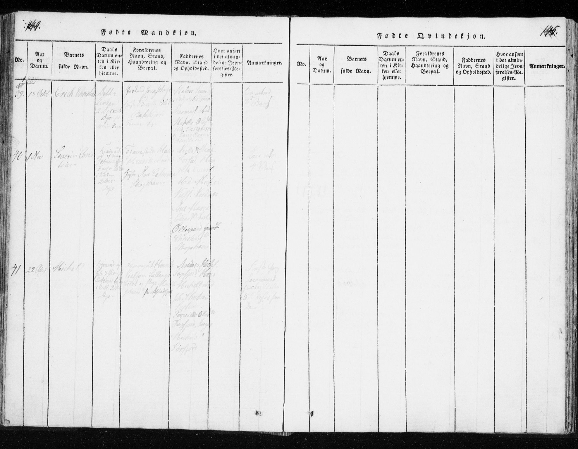 Tranøy sokneprestkontor, AV/SATØ-S-1313/I/Ia/Iaa/L0004kirke: Parish register (official) no. 4, 1820-1829, p. 144-145