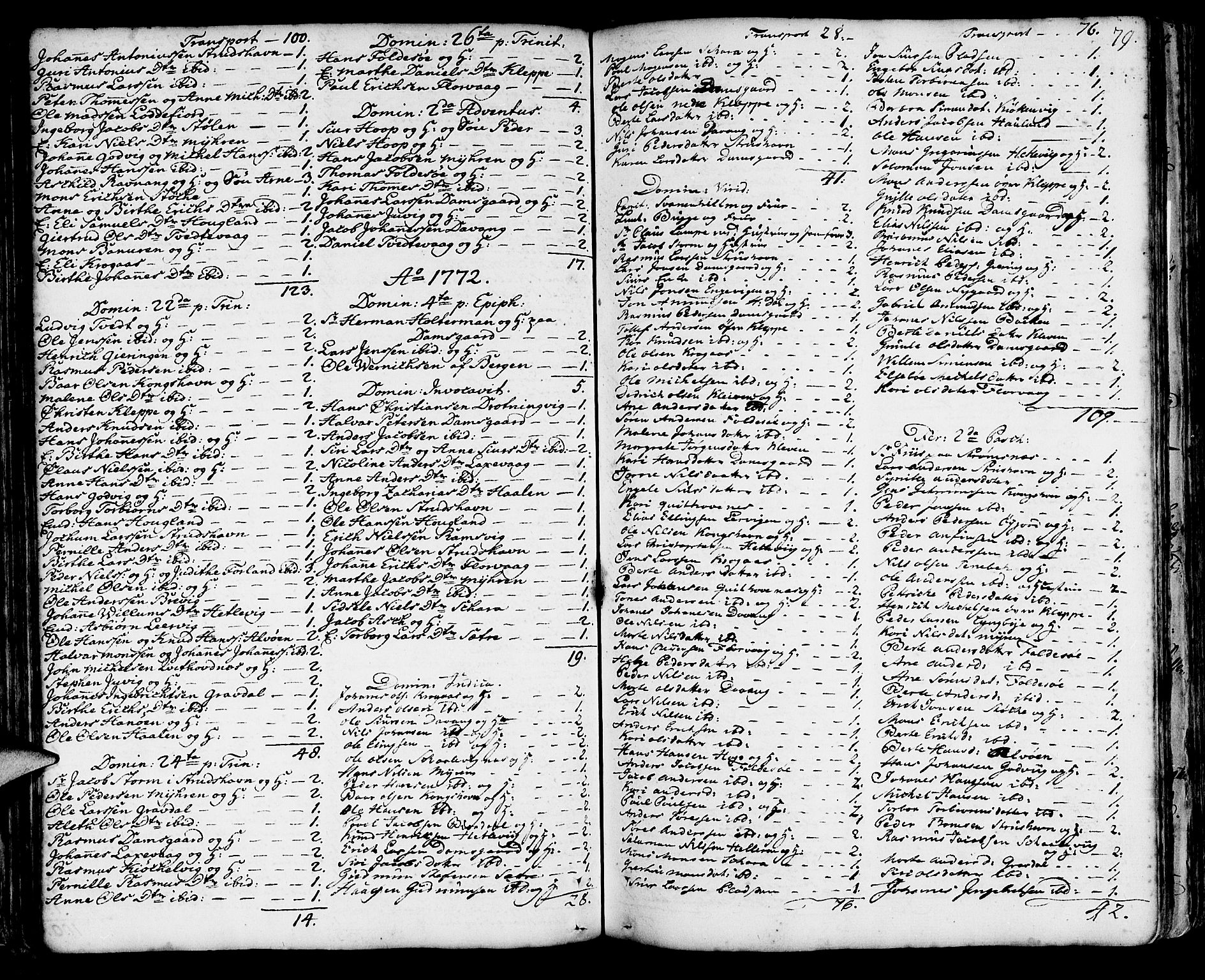 Askøy Sokneprestembete, SAB/A-74101/H/Ha/Haa/Haaa/L0001: Parish register (official) no. A 1, 1742-1818, p. 79