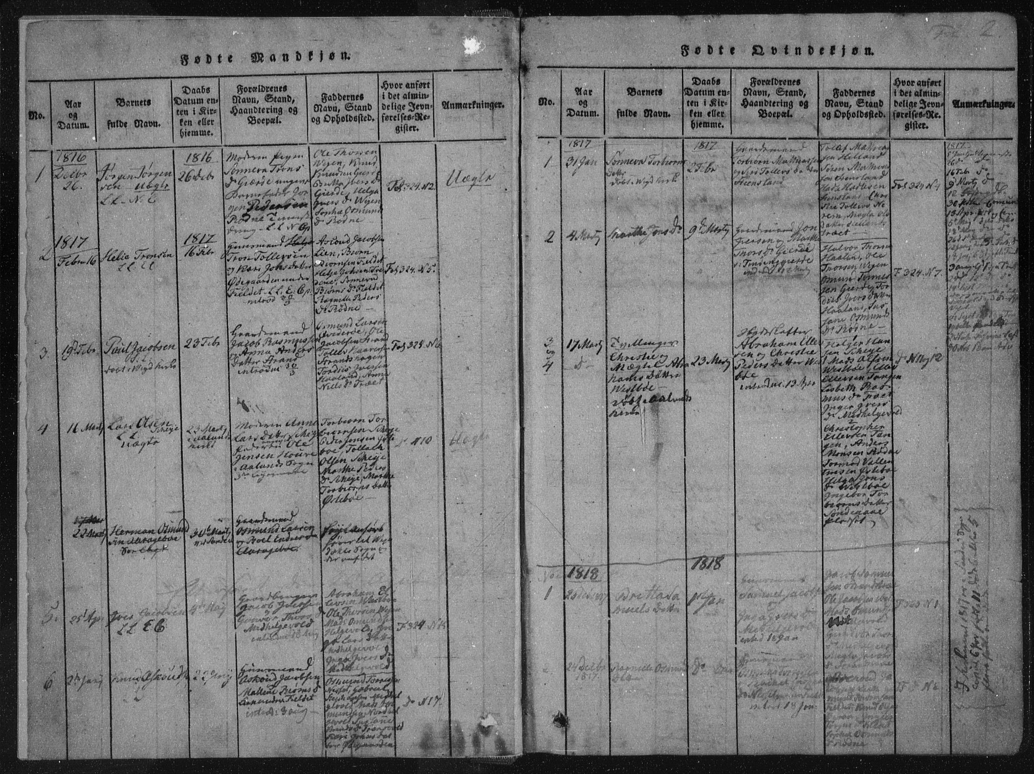 Vikedal sokneprestkontor, SAST/A-101840/01/IV: Parish register (official) no. A 4, 1816-1850, p. 2